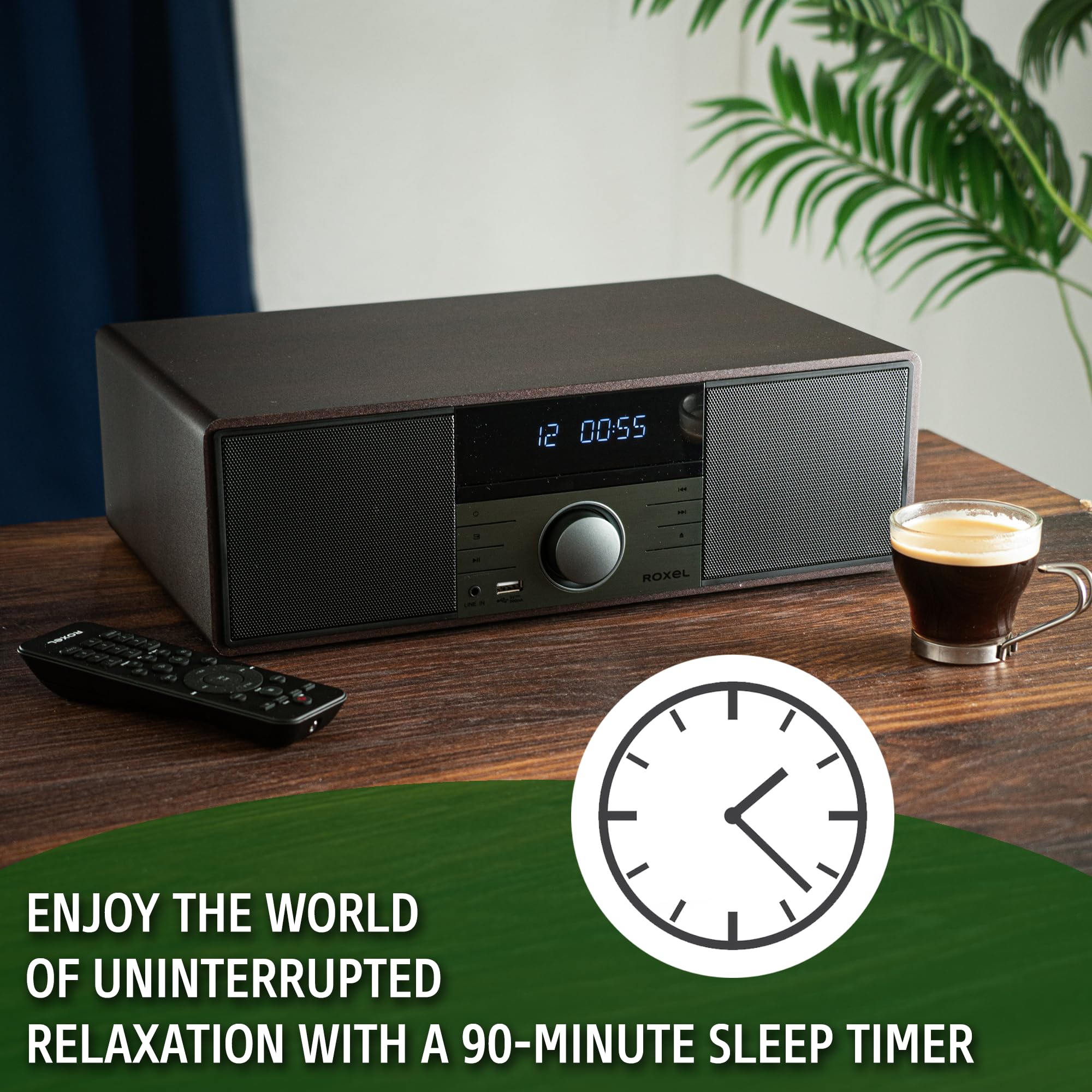 ROXEL RCD 400 All-in-One Compact CD Player Hi-Fi System with DAB/DAB+ Radio, CD/MP3/USB Playback, Wireless Streaming, FM/Digital Radio, White LED Display & Stylish Wooden Design - Perfect for Home Entertainment, Office Music & Vintage Audio Lovers