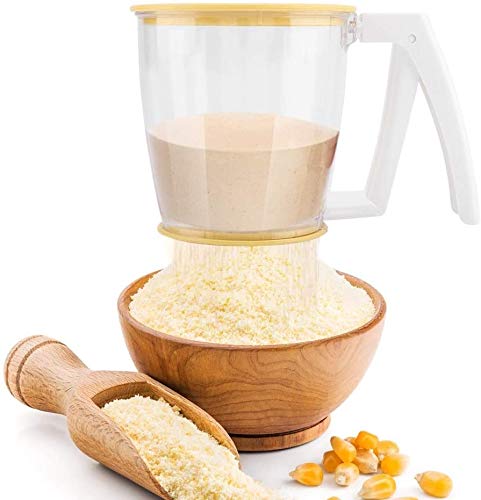 Stainless Steel Flour Sifter for Baking - Handheld Mesh Powder Sifter with Lid for Cakes, Pastry & Sugar | Ergonomic Hand Press Design Kitchen Tool | Perfect for Home Bakers & Professional Chefs