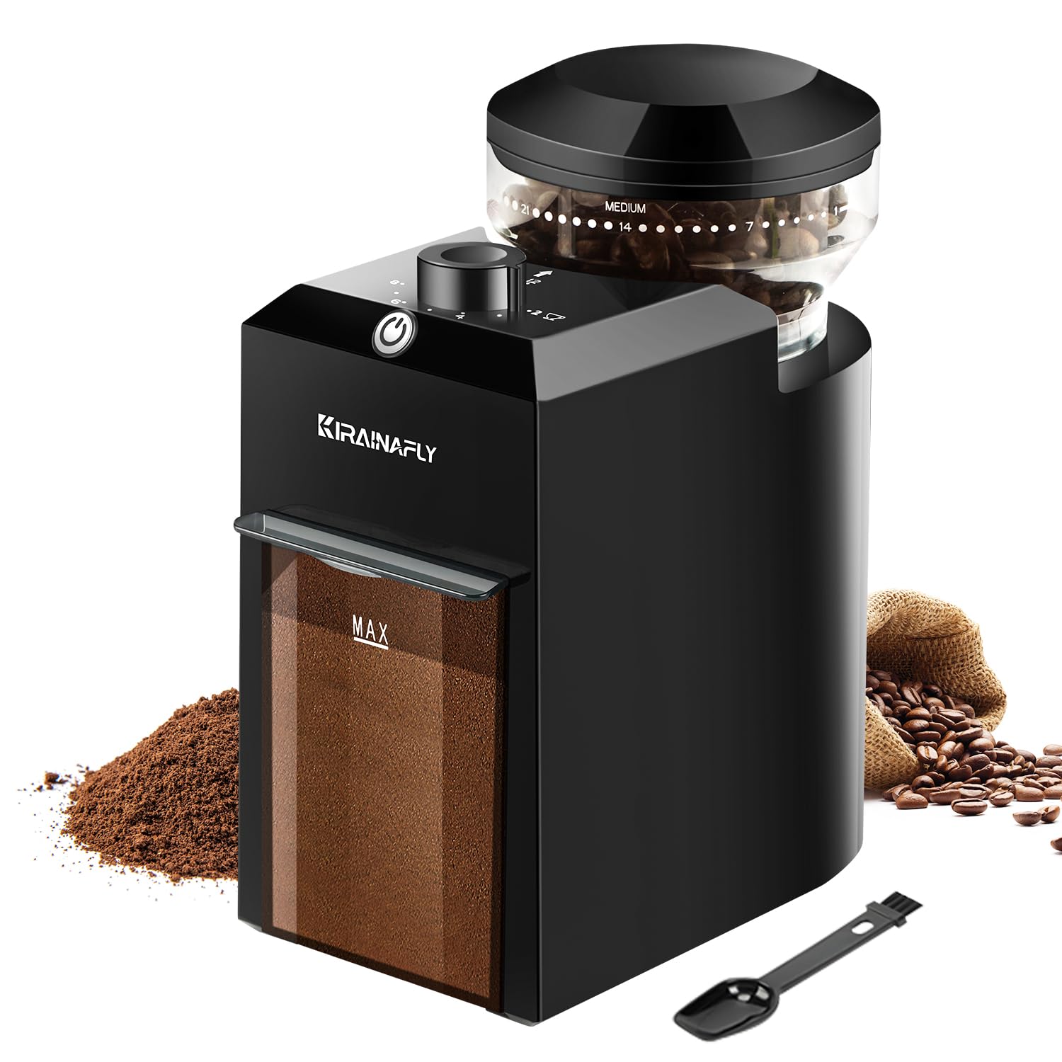 Premium Electric Burr Coffee Grinder - Adjustable 28-Position Precision Bean Grinder for Espresso, Drip & French Press (2-12 Cups) - Perfect for Home Kitchens & Coffee Shops - Black