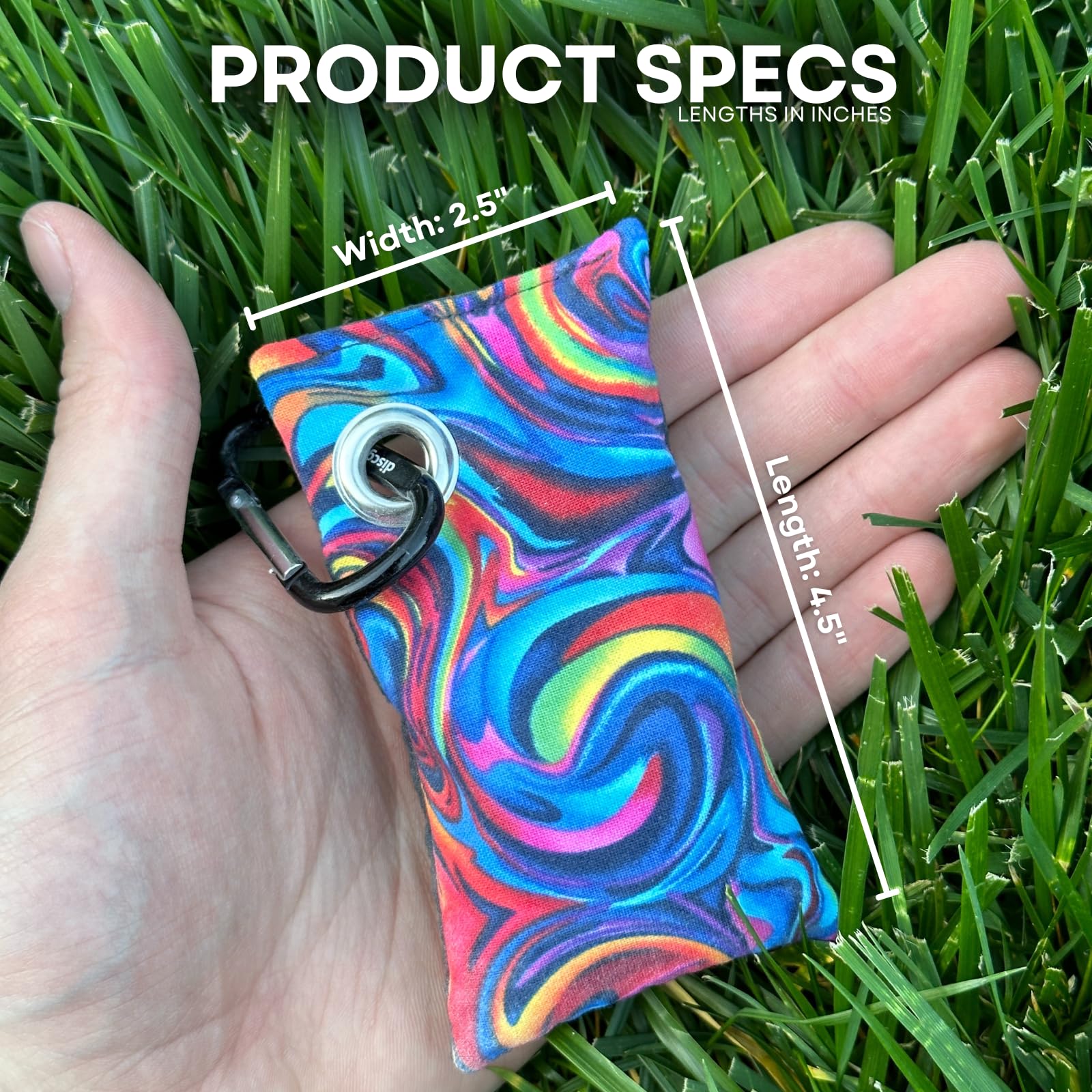HYZER HOUND DISCS Disc Golf Chalk Bag - Moisture Absorbing Hand Grip Enhancer for Summer Play | Carabiner Attachment for Easy Bag Access | Improve Consistency & Performance | Essential Disc Golf Accessory for Hot Weather & Competitive Tournaments