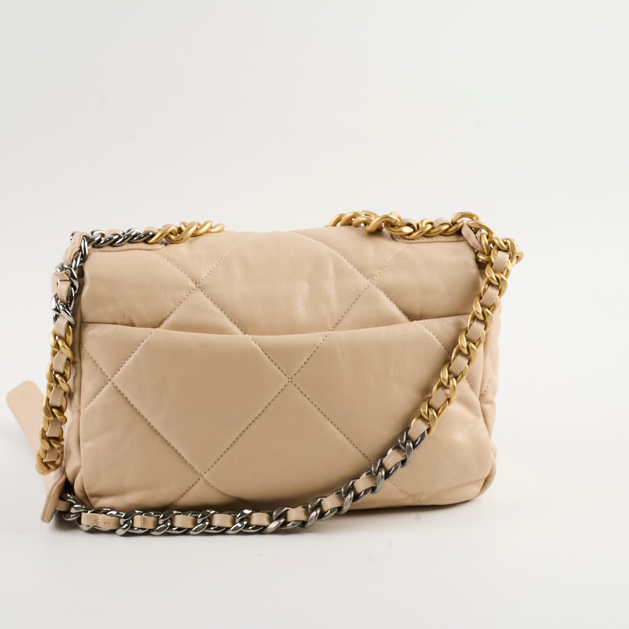 Chanel 19 Small Beige Lambskin Crossbody Bag - Luxury Designer Handbag for Women | Perfect for Date Night, Office & Travel Accessories