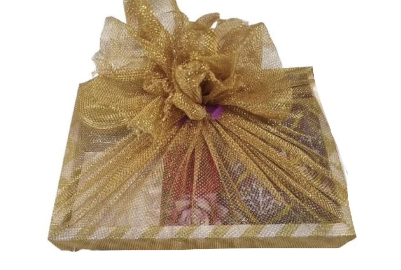 Elegant Gold Folding Gift Box with Net - Reusable Cardboard Hamper for Birthday Party Favors, Presents & Gifting (Pack of 1) | Perfect for Wedding Favors, Baby Showers & Holiday Gift Packaging