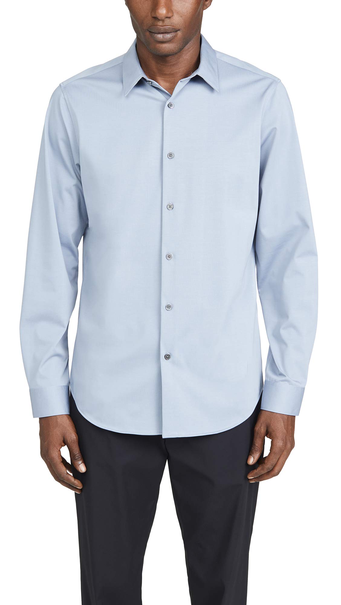 Theory Men's Sylvain Structure Knit Shirt - Slim Fit Stretch Cotton Casual Button Down for Business & Office Wear