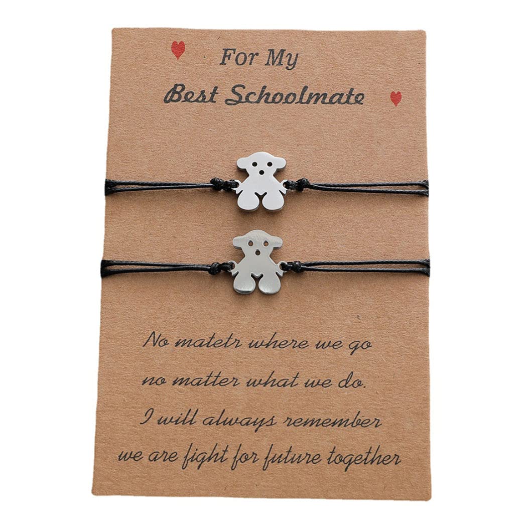 Mommy and Me Star Wish Bracelets - Best Back to School Gifts for First Day, Mother Daughter Son Matching Bracelets Set - Separation Anxiety Present for Kids & Best Friend - Perfect for School Transitions, Mother's Day & Couple Bonding (Bear Design)