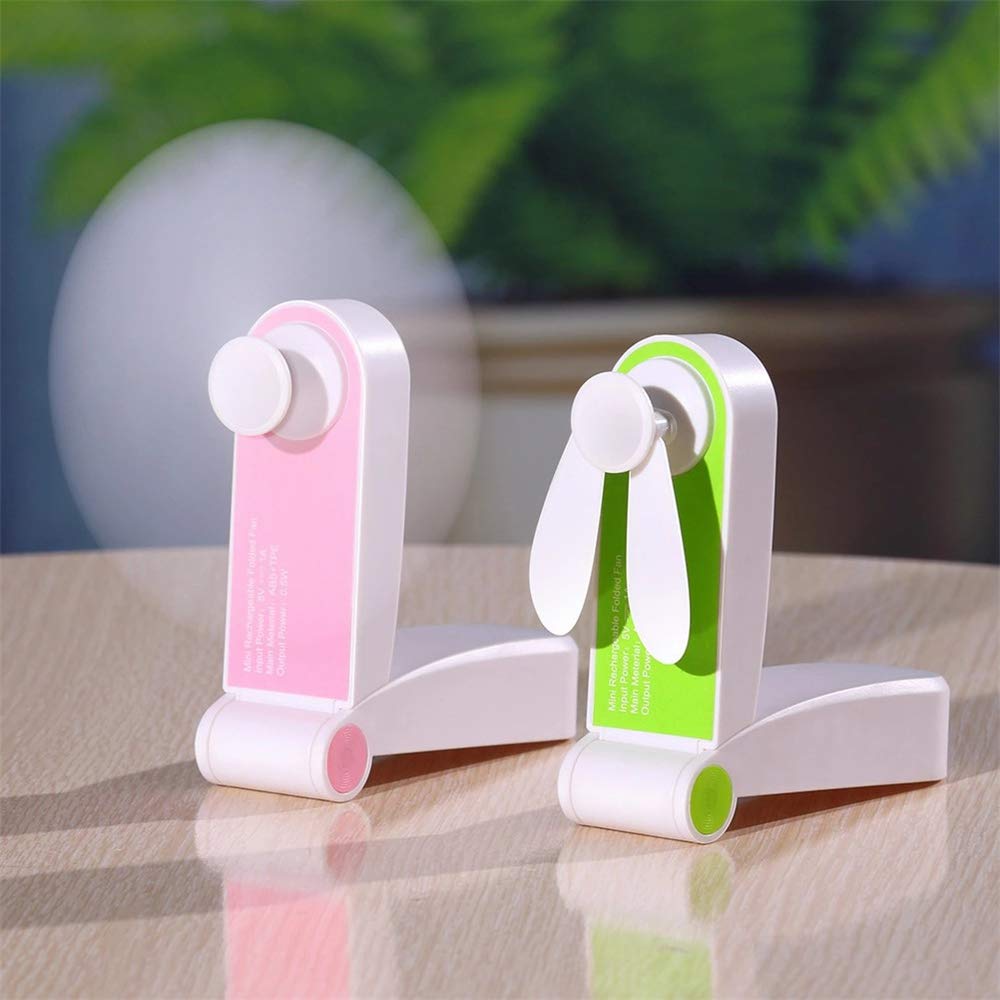 Handheld Mini Fan USB Rechargeable - Portable Folding Pocket Fan with 2 Speeds | Small Travel Fan for Home, Office, Camping & Outdoor Activities | Perfect for Summer, Travel & Hot Weather (Pink)