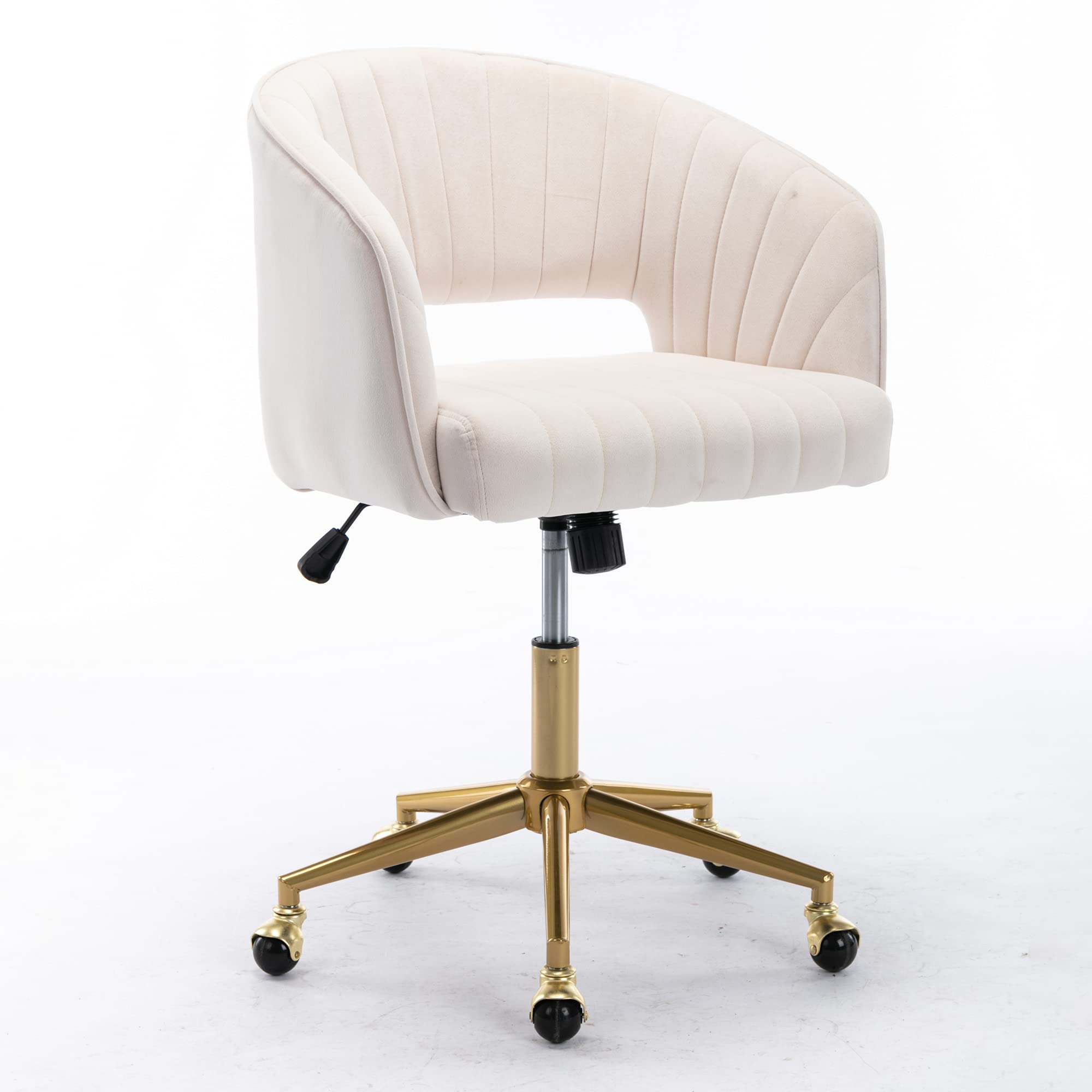 AWJ Ergonomic Home Office Task Chair with Wheels - Modern Swivel Accent Chair for Desk Work, Gaming & Study - Adjustable Height, Lumbar Support - White Retro Style Workspace Chair