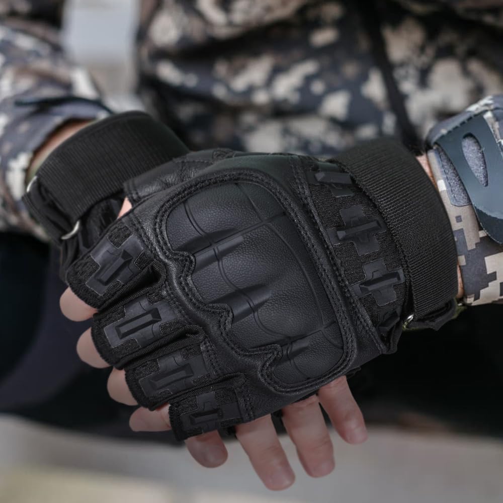 WTACTFUL Fingerless Tactical Gloves for Men - Breathable & Durable Airsoft, Motorcycle, Cycling & Outdoor Sports Gloves - Perfect for Shooting, Riding, Hiking & Work Protection