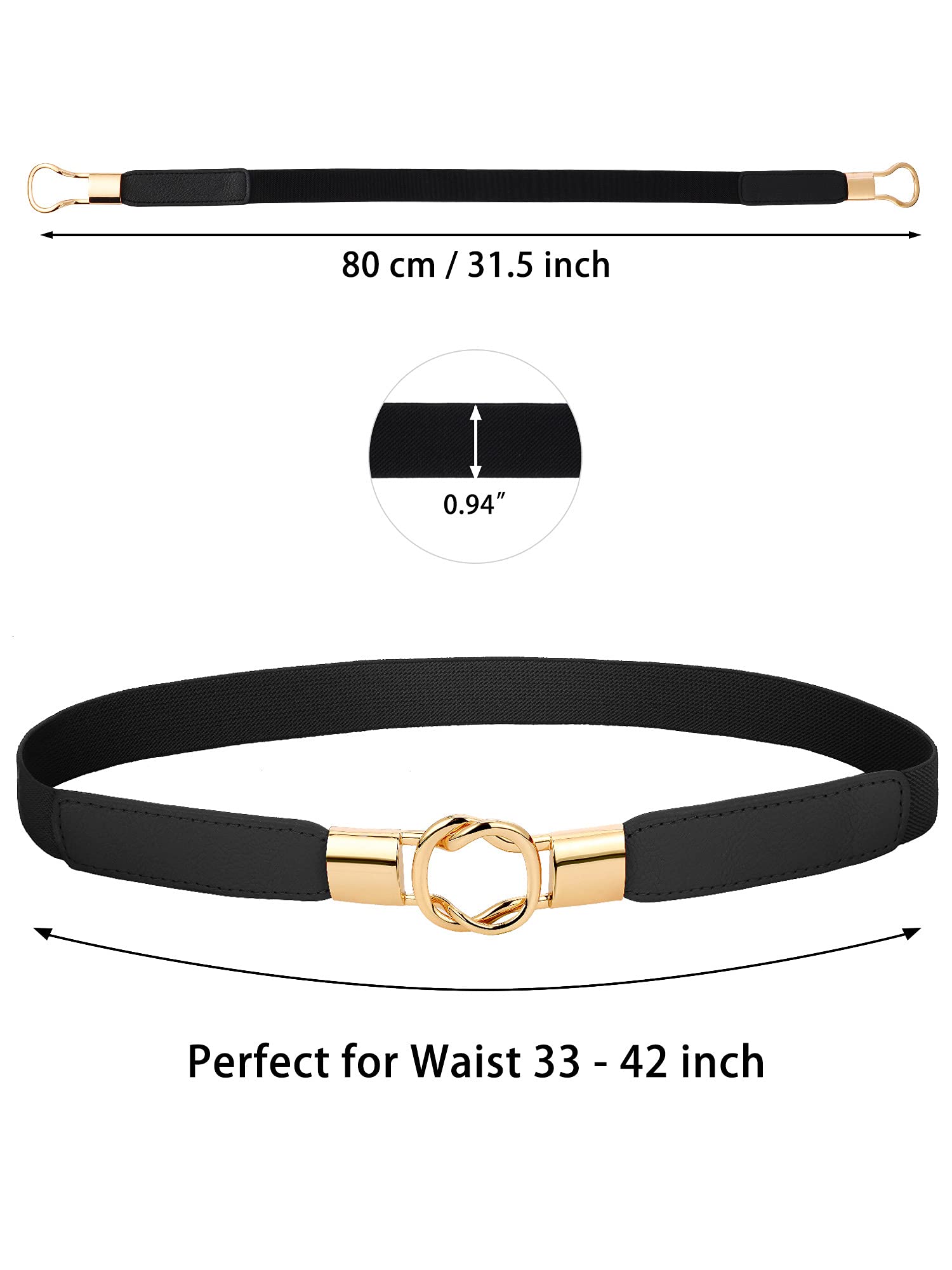 3-Pack Women's Skinny Waist Belt - Elastic Thin Waist Cincher for Tummy Control - Perfect for Dresses, Jeans & Shapewear Outfits