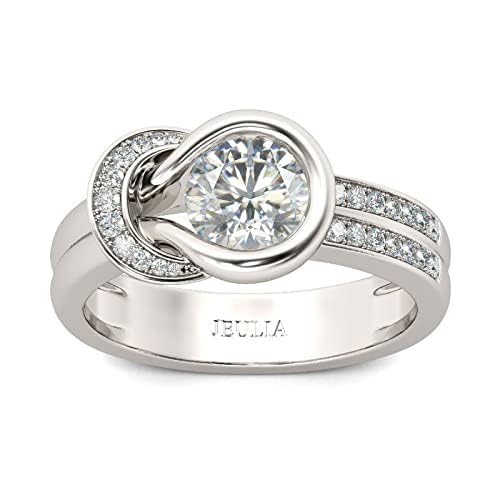 Jeulia Sterling Silver Knot Round Cut Infinity Engagement Ring Set with Halo Crystals & Gift Box – Perfect for Weddings, Anniversaries, and Romantic Gifts