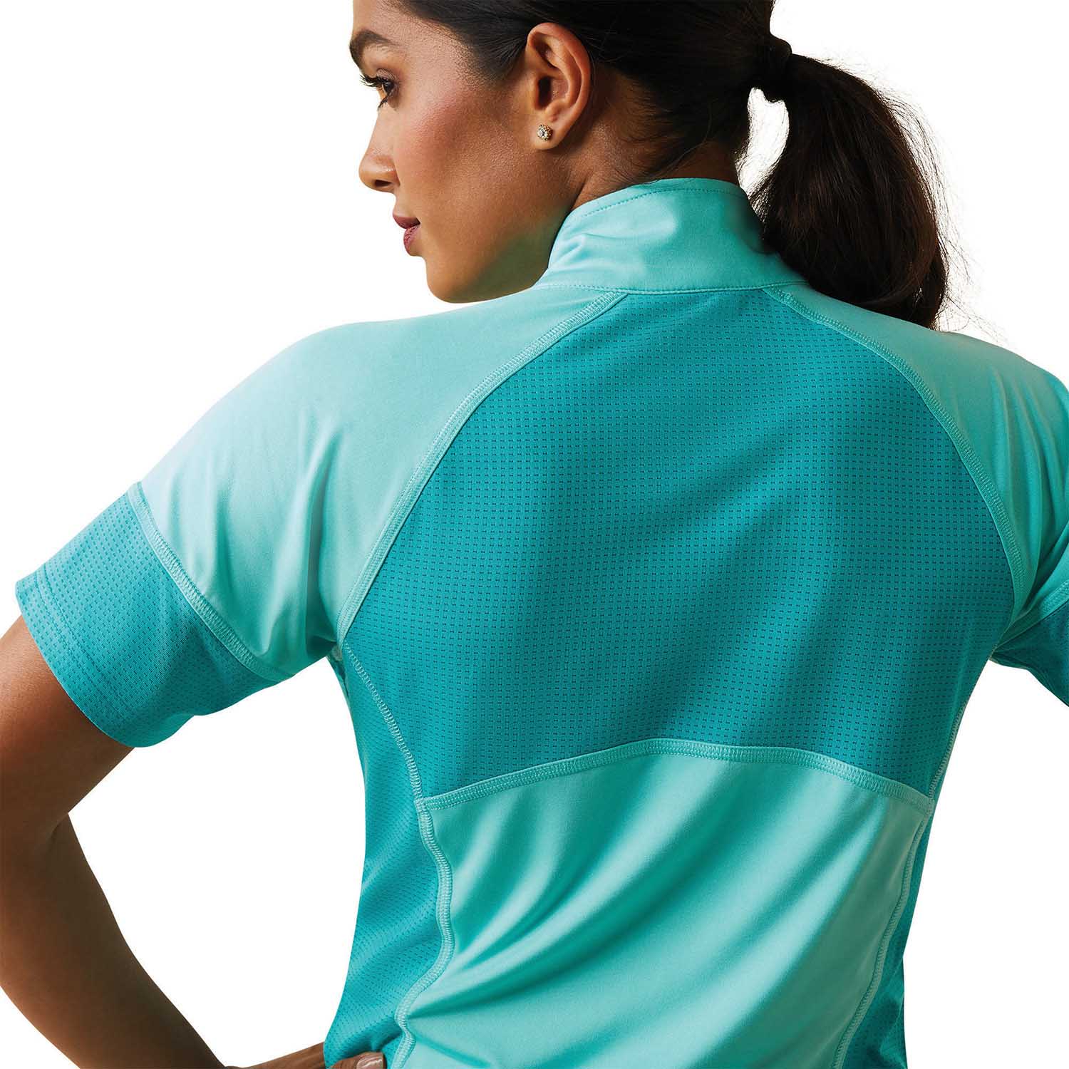 Ariat Women's Cambria Jersey 1/4 Zip Baselayer Shirt - Moisture Wicking Thermal Top for Outdoor Activities & Layering in Pool Blue | Perfect for Hiking, Riding & Cold Weather Wear