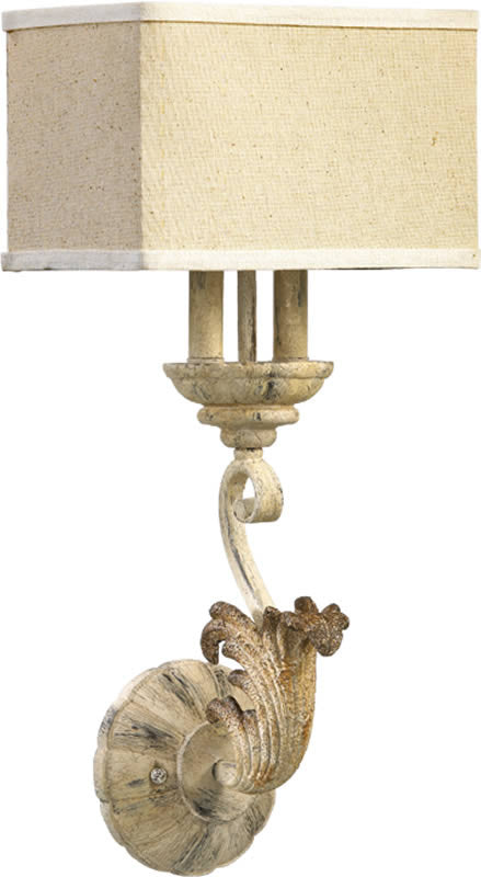 11W Florence 2 Light Wall Sconce - Parchment White Finish - Elegant Wall Lighting for Bedroom, Hallway & Living Room Decor