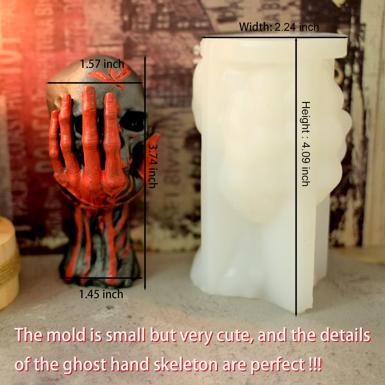 3D Skull & Ghost Hand Silicone Molds for Halloween Candles, Epoxy Resin, Soap Making - DIY Aromatherapy Candle & Craft Supplies (Perfect for Halloween Decor, Party Favors & DIY Gift Making)