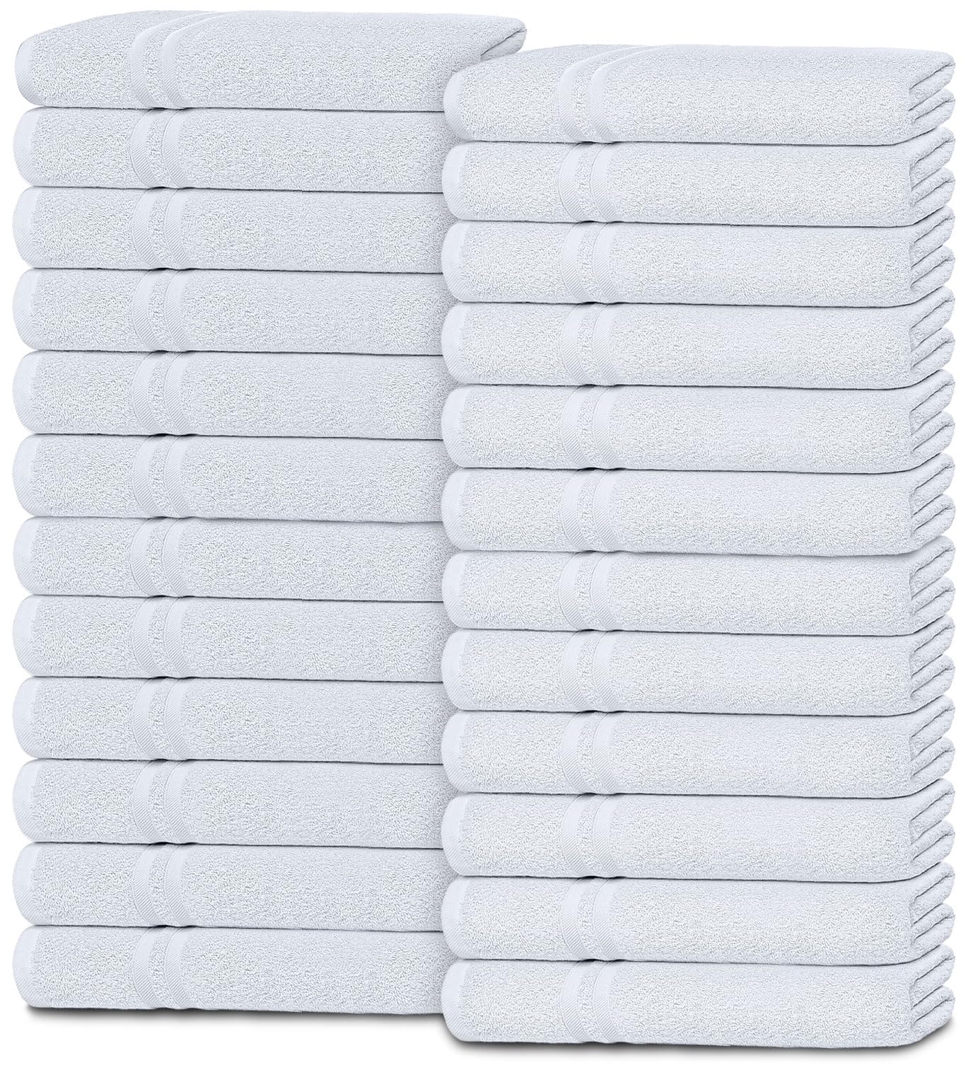Premium 24-Pack Wealuxe White Cotton Washcloths for Body & Face | 12x12 Inch Soft Absorbent Flannel Towels | Spa, Gym & Travel Essentials | Bulk Bath & Hand Towels for Home & Hotel Use