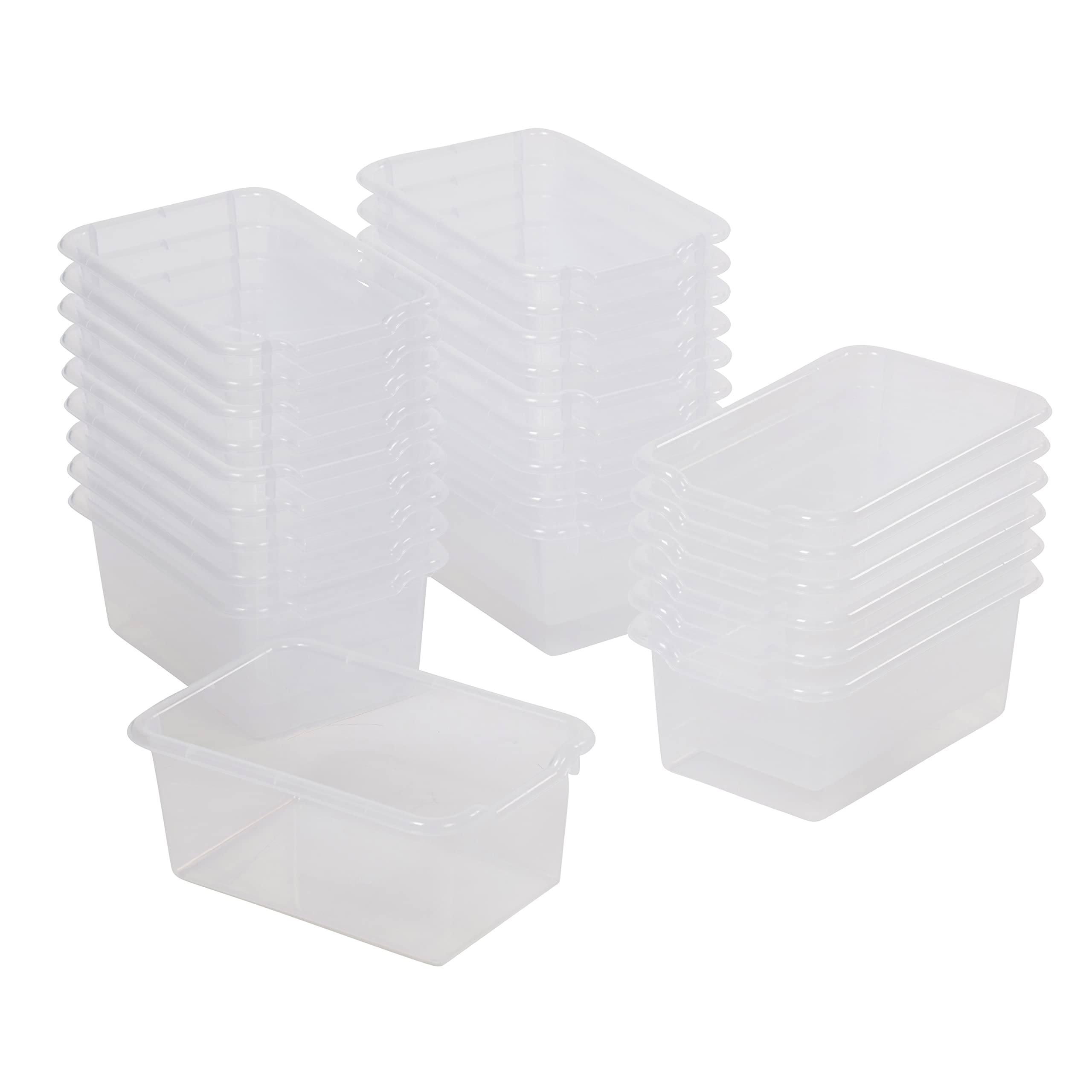 ECR4Kids Clear Scoop Front Storage Bins - 25-Piece Set for Classroom, Home & Office Organization - Multipurpose Plastic Bins for Toys, Books, Supplies & Craft Storage