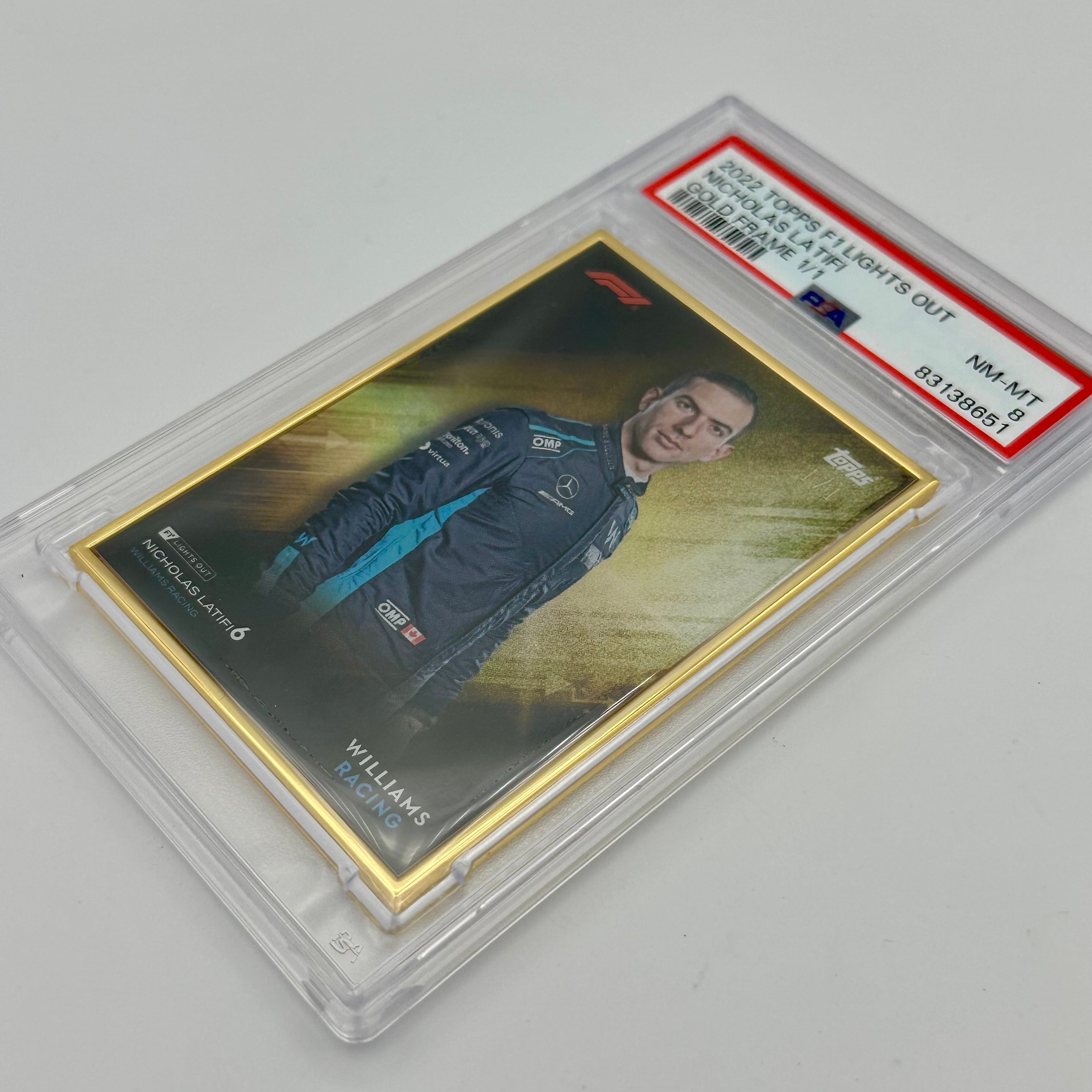 Nicholas Latifi 2022 Lights Out PSA 8 Graded Gold Frame Racing Card - Perfect for F1 Collectors & Motorsport Memorabilia Displays