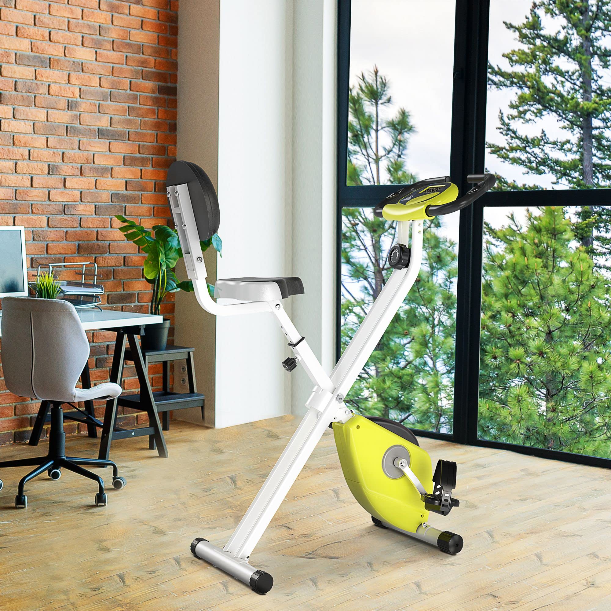 Soozier Foldable Upright Exercise Bike - 8-Level Magnetic Resistance Indoor Cycling Bike for Home Gym, Cardio & Aerobic Workout | Perfect for Small Spaces, Apartment Fitness & Full-Body Training