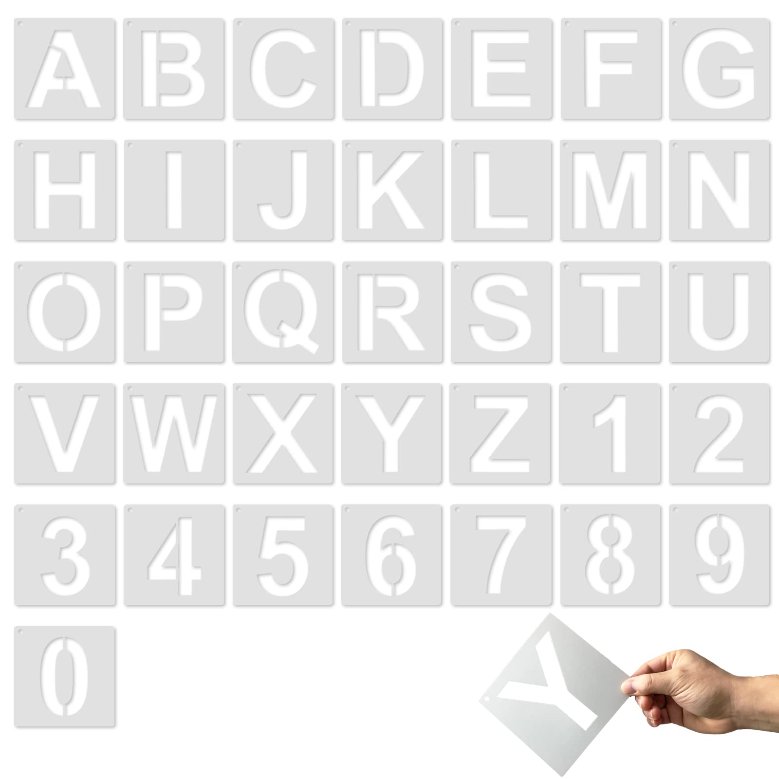 36 Pcs Reusable Letter and Number Stencils for Painting on Wood & Walls - 2 1/4 Inch Upper Alphabet Stencils for DIY Home Decor, Craft Projects, School Art, and Sign Making