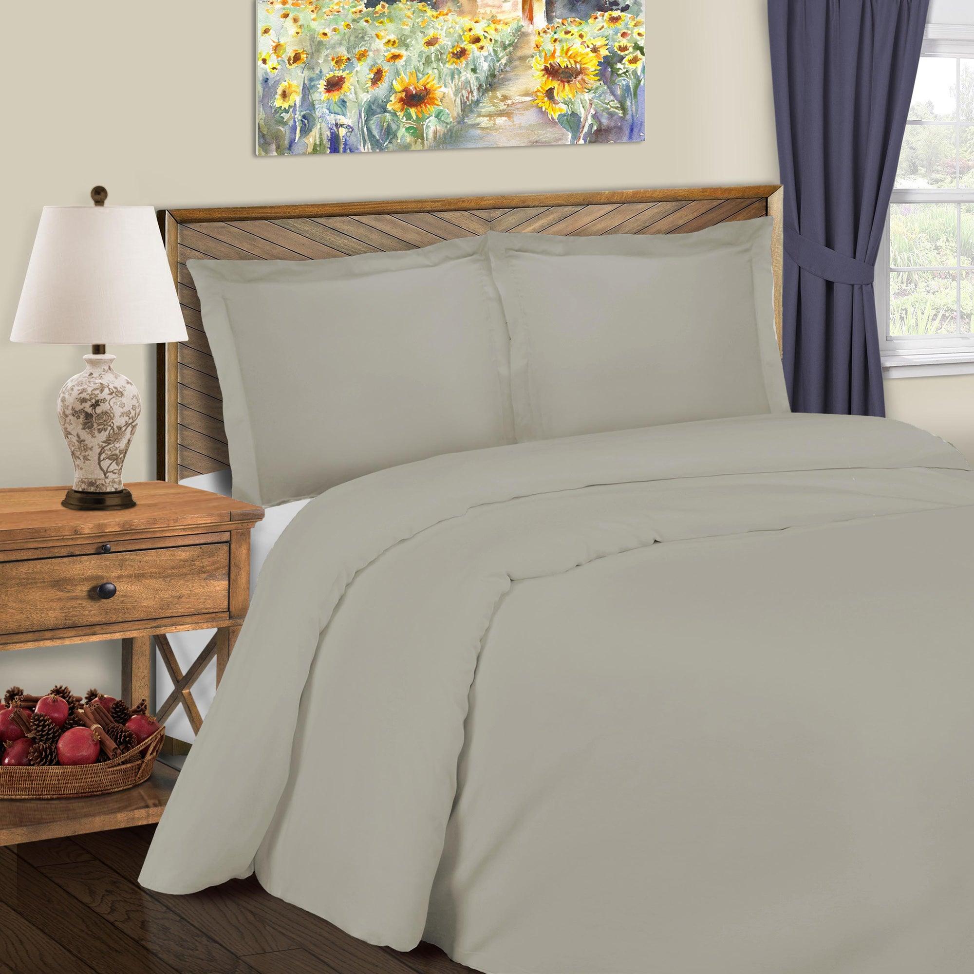 600 Thread Count Cotton Blend Solid Duvet Cover Set - King Size, Soft & Breathable Bedding Set for All Seasons - Perfect for Master Bedroom, Guest Room & Hotel Use