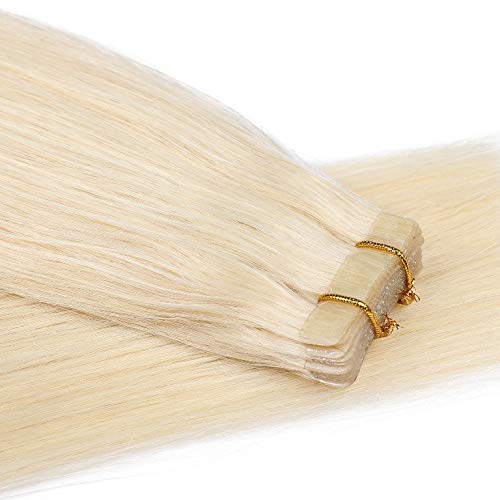 18 Inch 40g 20pcs Brazilian Human Hair Extensions - Remy Hair, Silky Straight, Natural Weft Tape in Blonde | Perfect for Daily Wear, Parties & Special Occasions