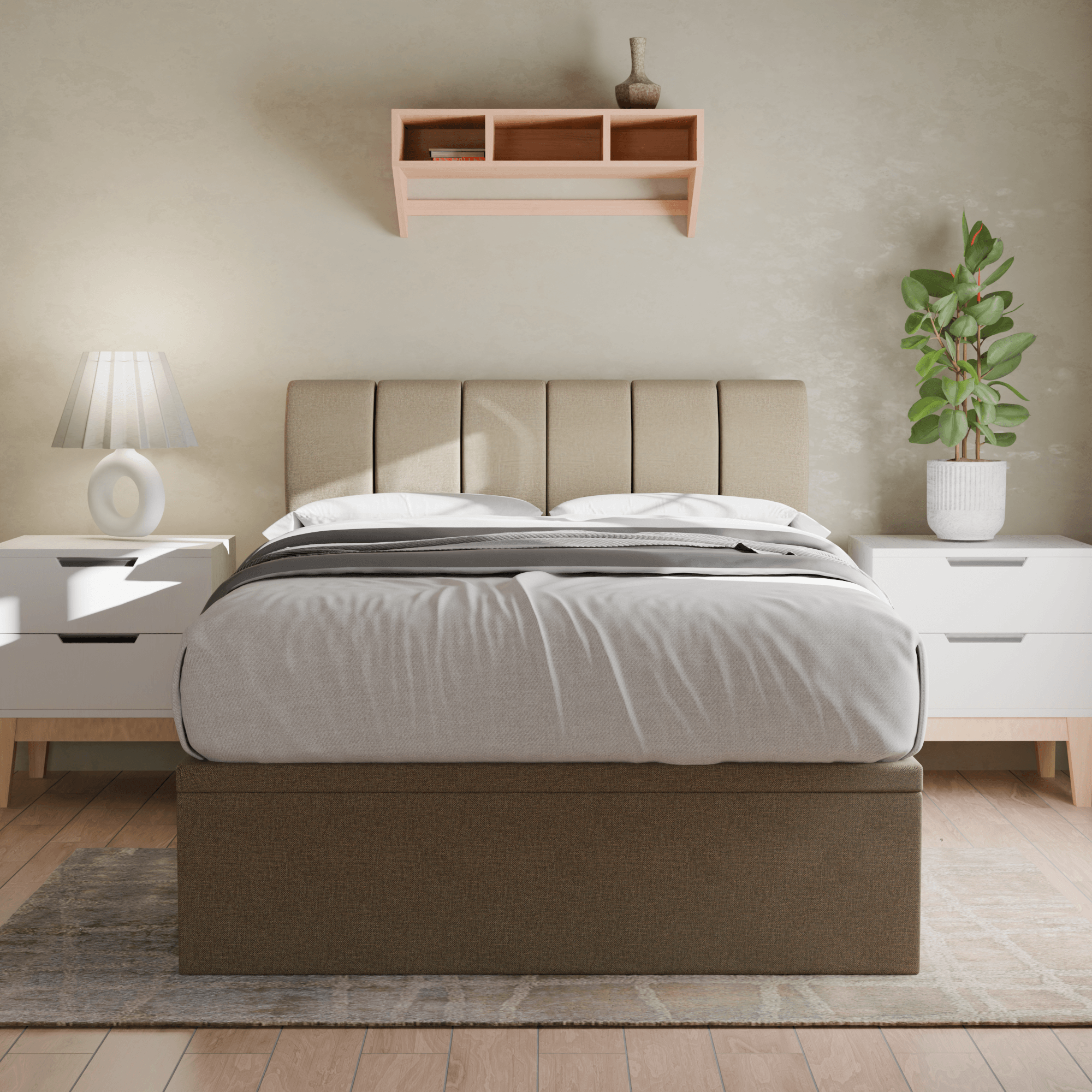 Kazura Fabric Storage Bed with Drawers - Underbed Organizer for Clothes, Shoes & Blankets - Space Saving Bed Frame for Small Bedrooms & Dorm Rooms