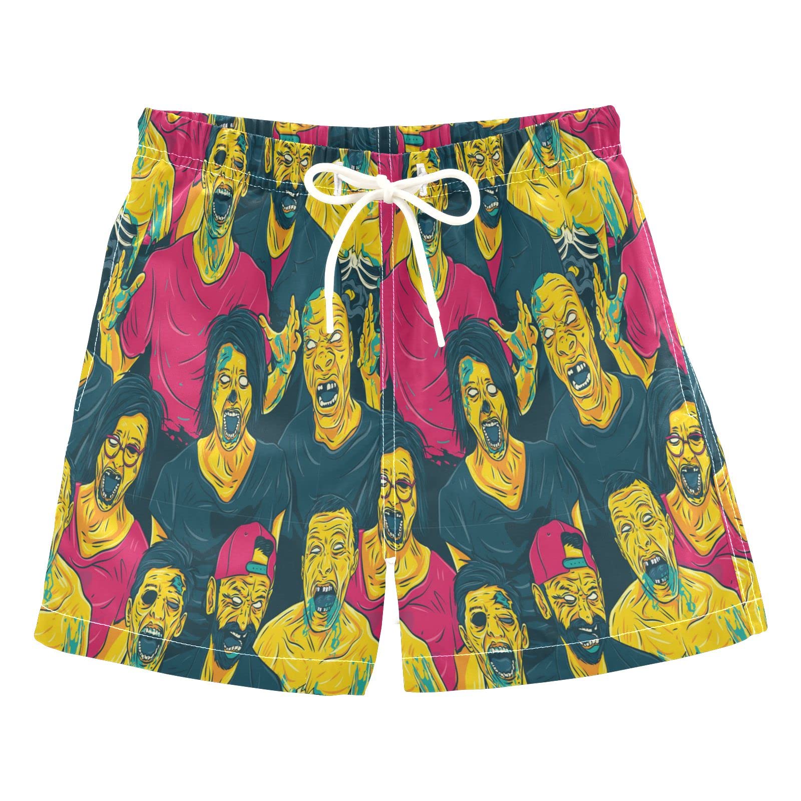 Zombie Skull Boys Swim Trunks - Toddler Beach Board Shorts for Kids 2T | Quick-Dry Swimwear for Pool, Beach & Water Play