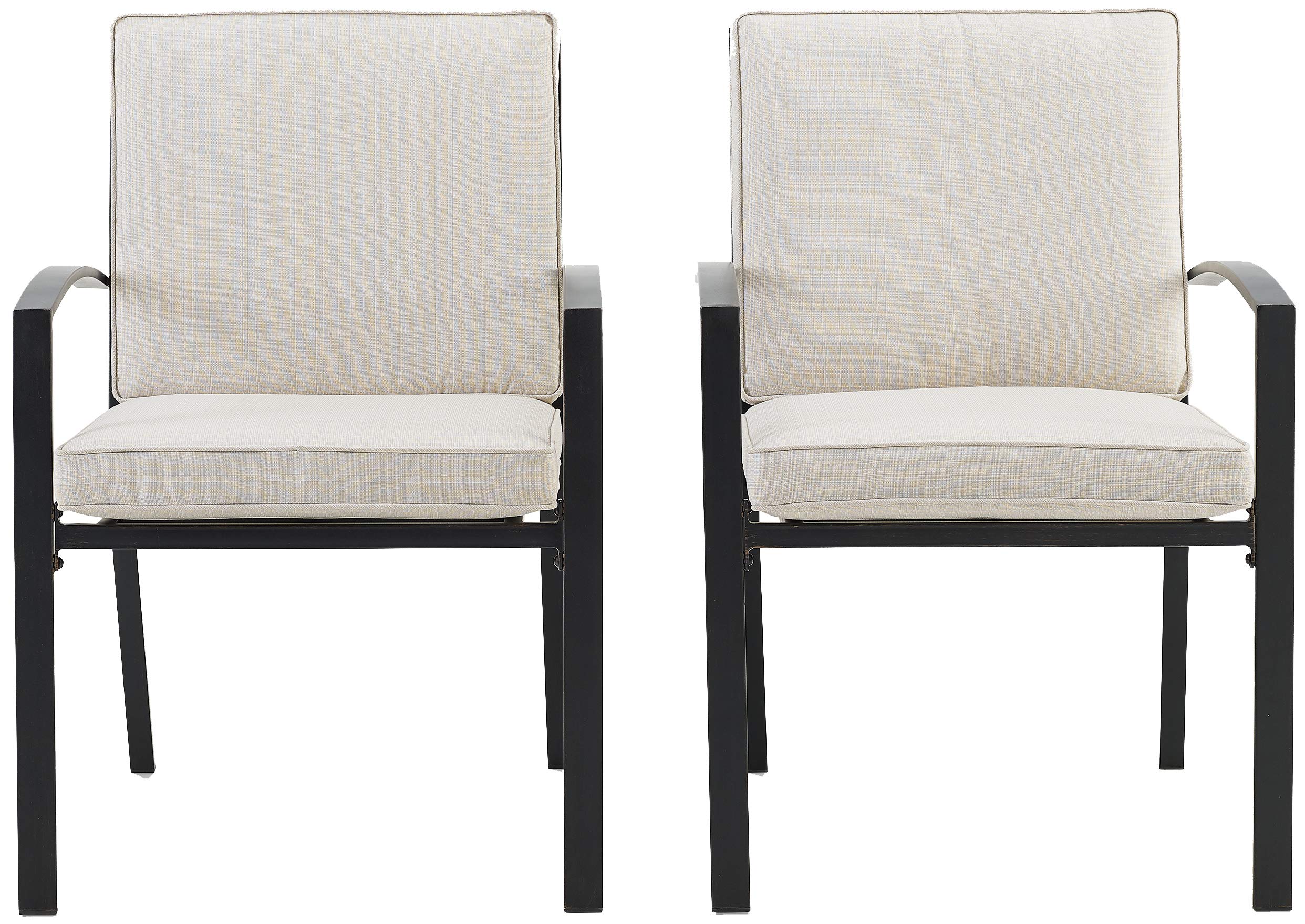 Crosley Furniture Kaplan 2-Piece Outdoor Dining Chair Set - Patio Chairs for Deck, Backyard, Garden - Oiled Bronze Metal Frame with Comfortable Oatmeal Cushions - Perfect for Outdoor Entertaining, Relaxing & Dining Al Fresco