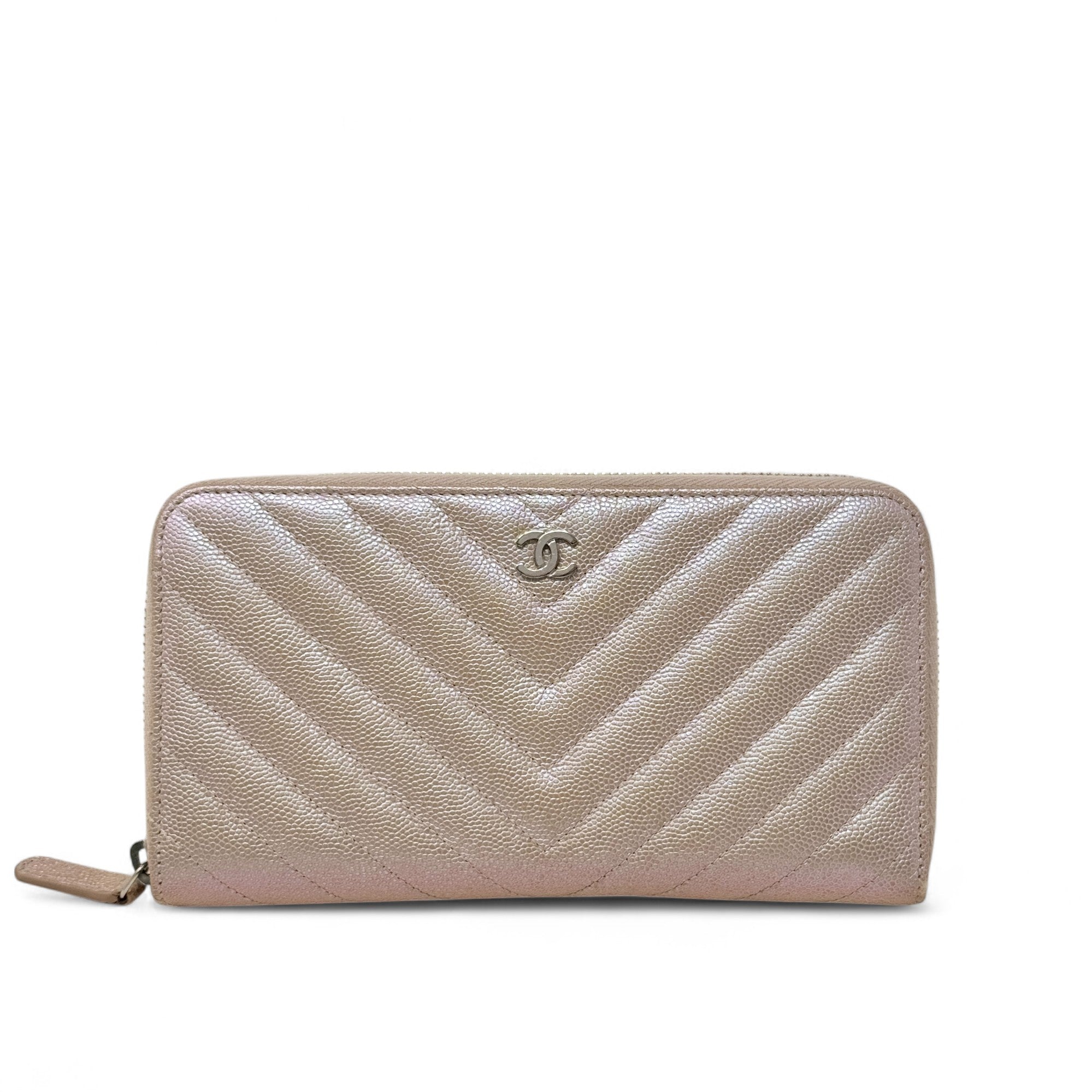 Chanel 17B Rose Gold Chevron Zip Wallet - Luxury Designer Wallet for Women | Perfect for Everyday Use, Travel & Special Occasions