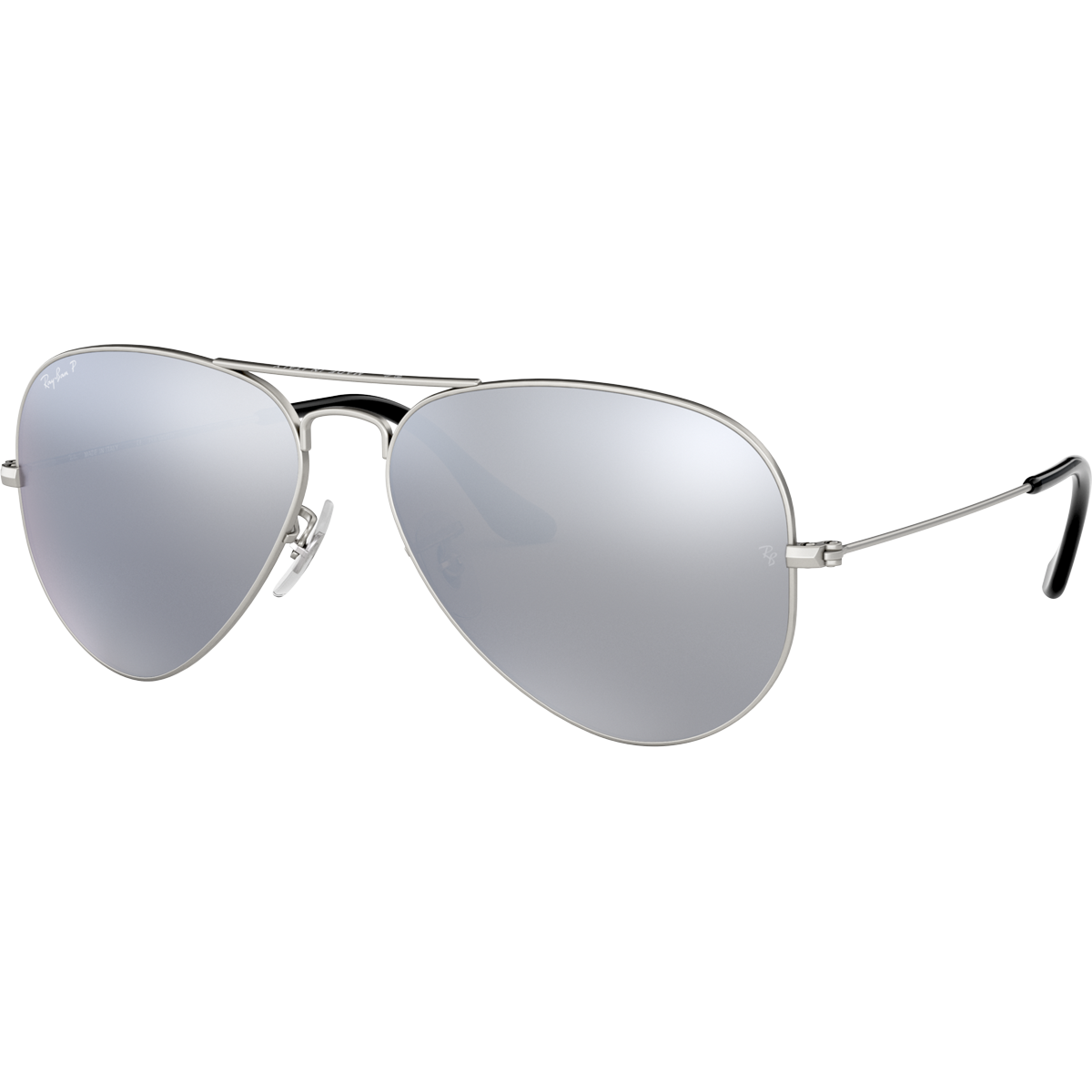 Aviator M Sunglasses - Matte Silver/Grey Mirror Lens Polarized for Men & Women | UV Protection, Fashion Eyewear for Driving, Outdoor Sports & Travel