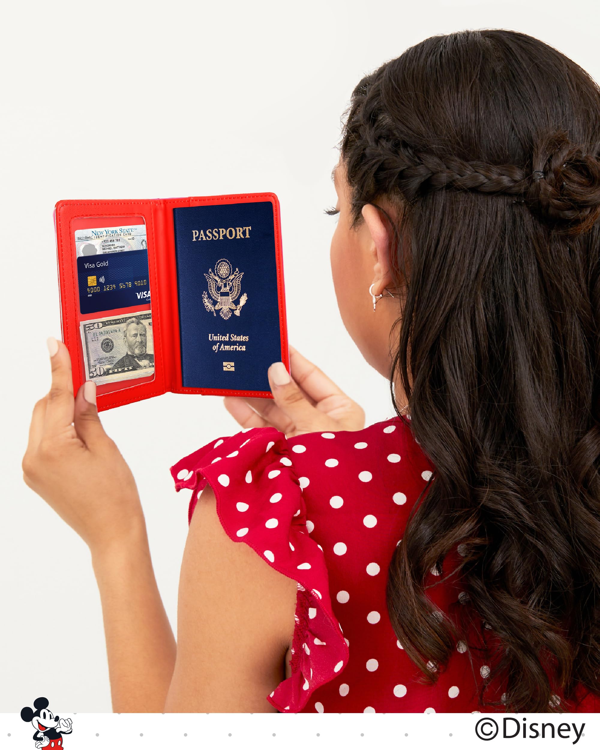 Disney Mickey & Minnie Mouse Passport Holder - Officially Licensed Travel Accessory for Women - Perfect for Vacations, Cruises & International Trips