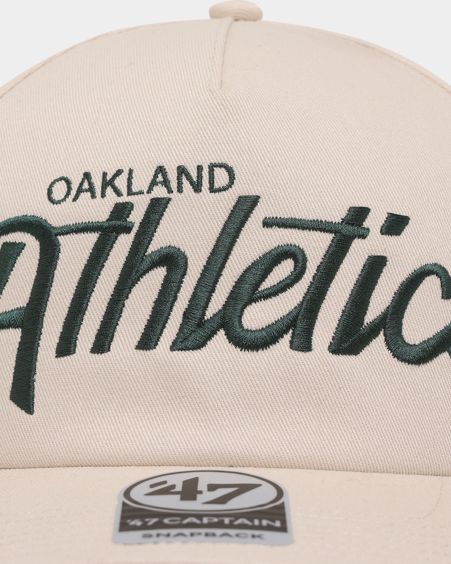 47 Brand Oakland Athletics Nantasket Script '47 Captain DT Snapback Bone Hat - Official MLB Baseball Cap for Men & Women - Perfect for Sports Fans, Streetwear Fashion and Casual Outfits