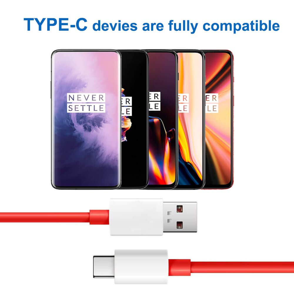 30W Warp Charger Fast USB-C Wall Adapter with 3.3FT Cable - Quick Charge for OnePlus 9/8 Pro/7T/6/5T/5/3T/3 - Perfect for Home, Office & Travel (White)
