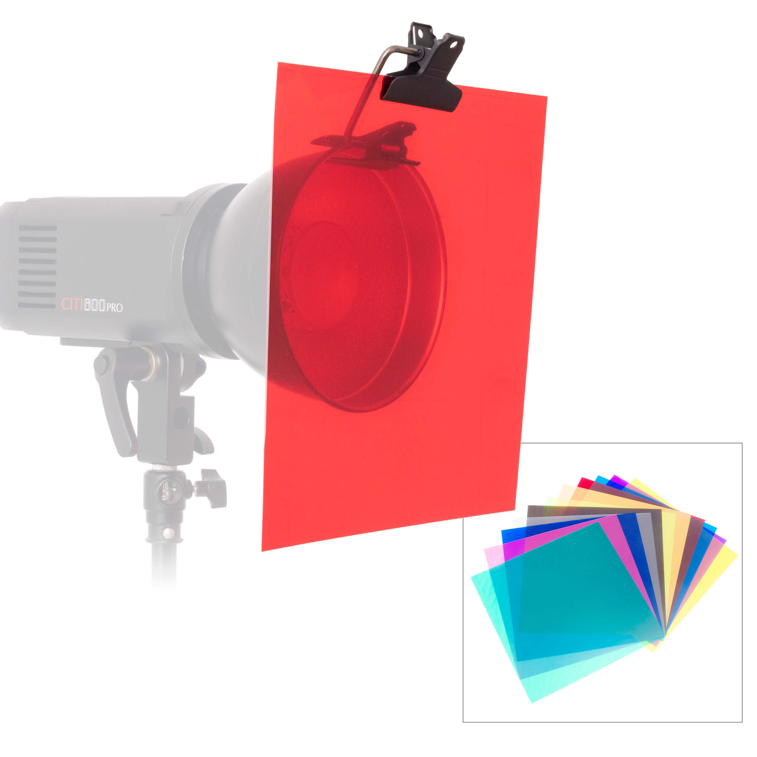 12x12 Creative Color Light Gel Pack with Multi Clip Clamp Bundle - Perfect for Photography, Videography & Stage Lighting