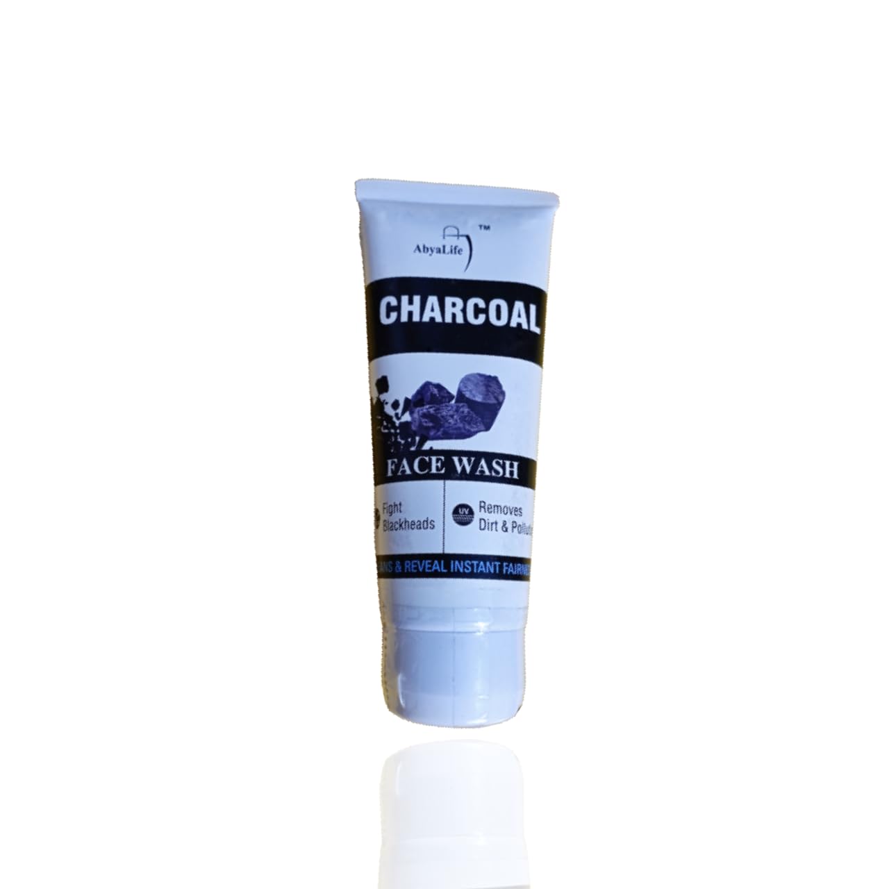 Abyalife Activated Charcoal Face Wash 100ml - Daily Exfoliating & Brightening Cleanser for Fresh, Glowing Skin - Pollution Defense & Deep Pore Cleansing - Perfect for Morning & Night Skincare Routine