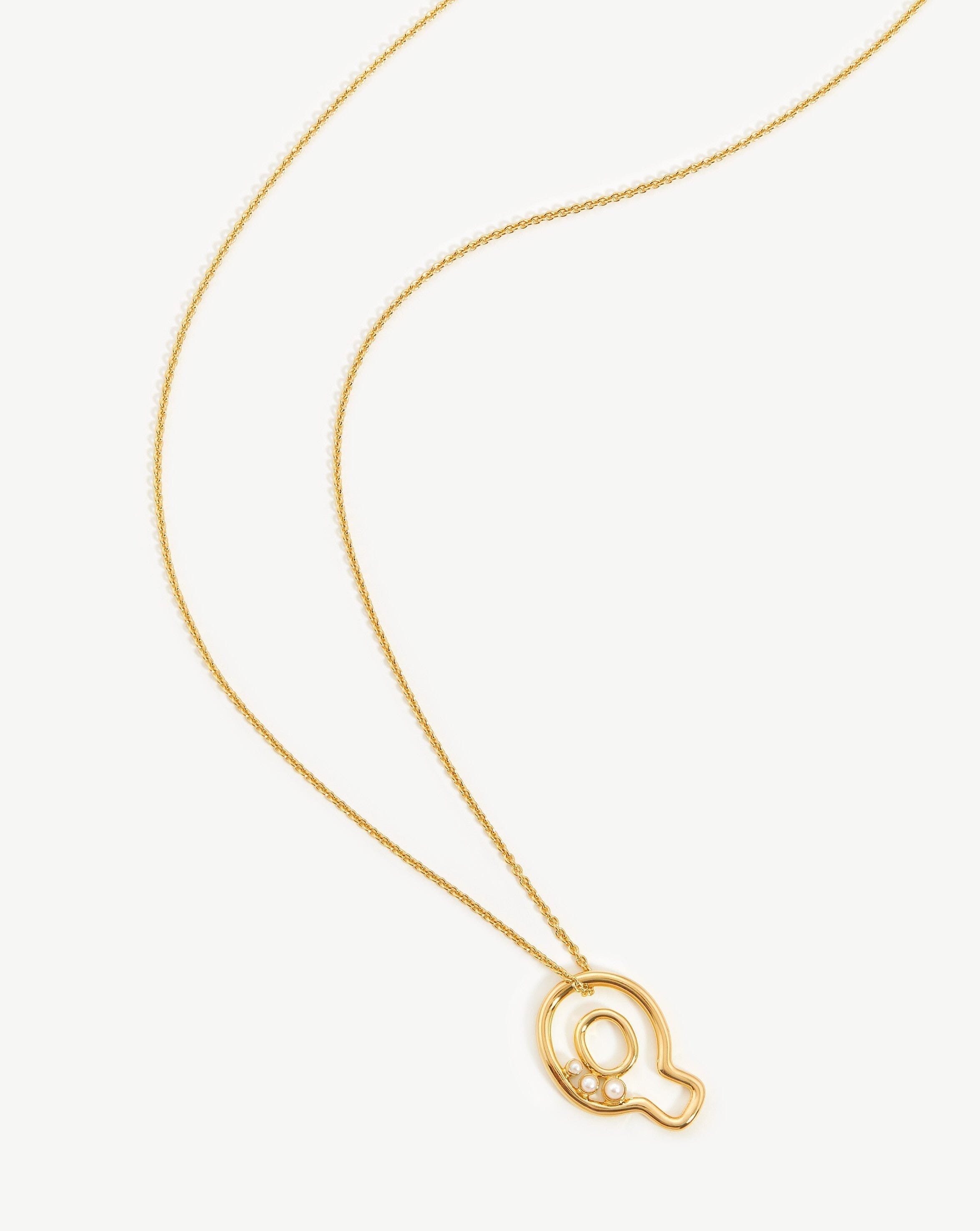 Chubby Pearl Initial Q Pendant Necklace - 18k Gold Vermeil & Freshwater Pearl Jewelry for Women - Perfect Gift for Birthday, Anniversary, and Everyday Elegance