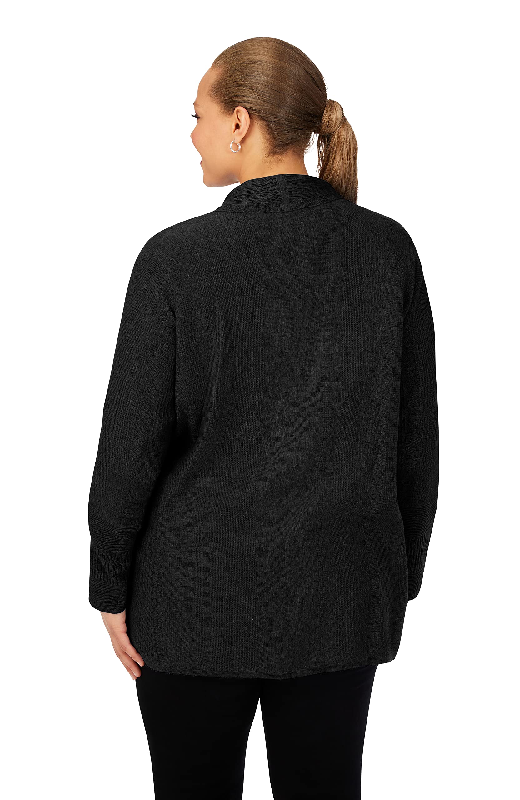 Foxcroft Women's Long Sleeve Mixed Stitch Cardigan Sweater - Cozy Knit Open Front Wrap for Fall & Winter Fashion | Perfect for Office, Date Night and Casual Outfits