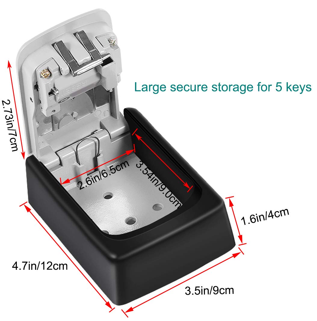 Waterproof Wall Mount Key Lock Box with Resettable Combination - Zinc Alloy Outdoor Key Storage Safe for House Spare Keys (5 Key Capacity, Includes Mounting Kit) - Perfect for Vacation Homes, Rental Properties & Emergency Access