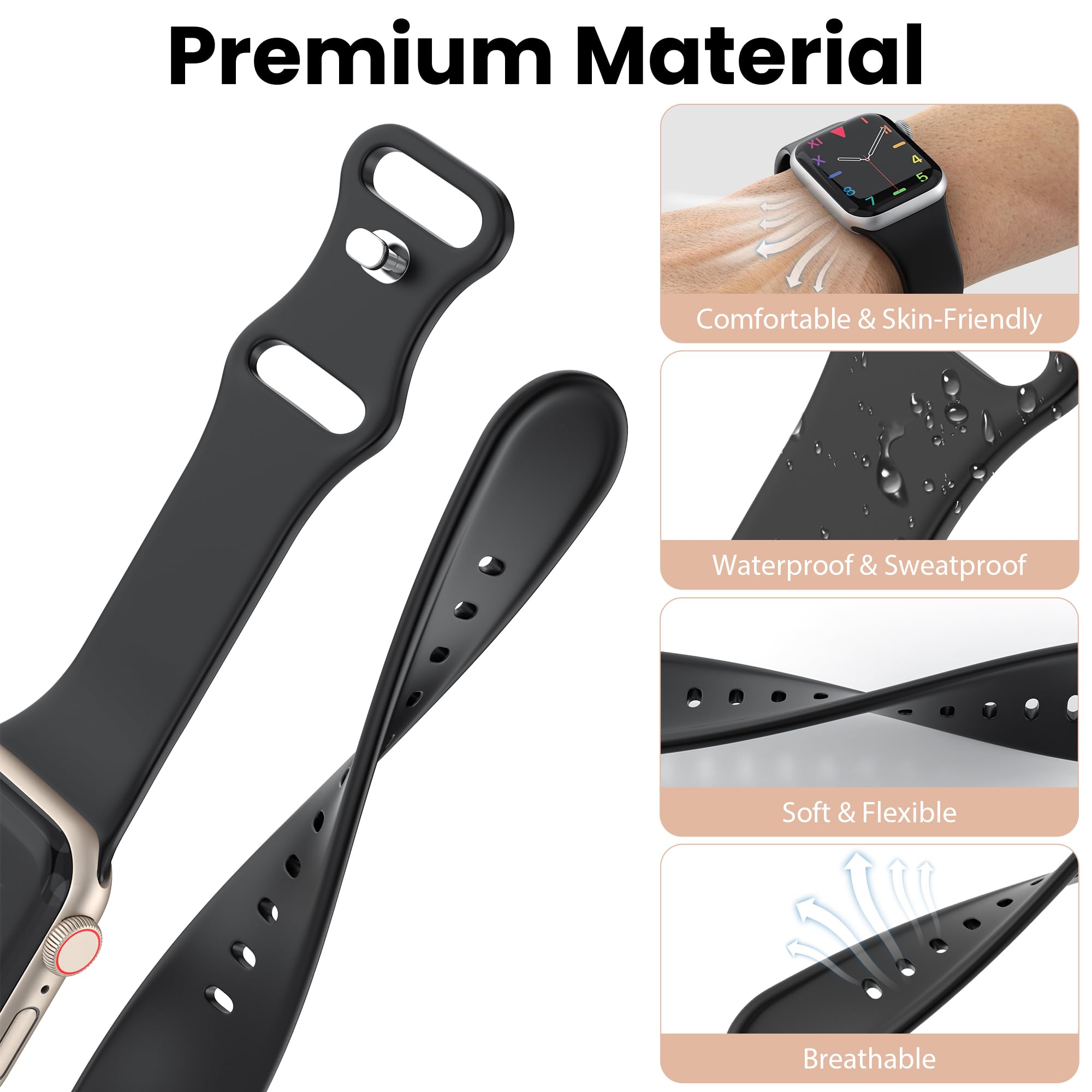18-Pack Kounlsyam Sport Silicone Bands for Apple Watch 49mm/45mm/44mm/42mm/41mm/40mm/38mm - Breathable Replacement Straps Compatible with iWatch Series Ultra, 9, 8, SE, 7, 6, 5, 4, 3, 2, 1 - Perfect for Gym, Running, Swimming & Daily Wear