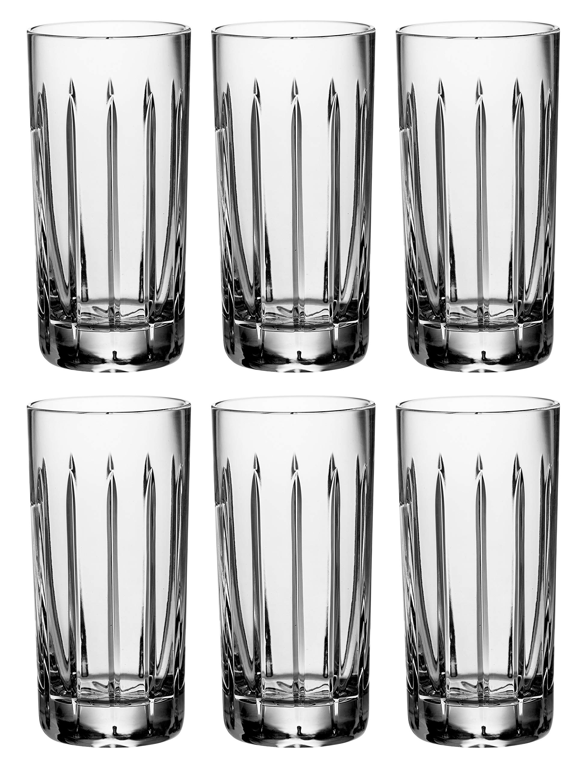 Barski Crystal Highball Tumbler Glasses - Set of 6 Hand Cut Crystal Drinking Glasses - 15 oz Elegant Tumblers for Water, Juice, Wine, Beer & Cocktails - Perfect for Parties, Weddings & Home Bar - Made in Europe