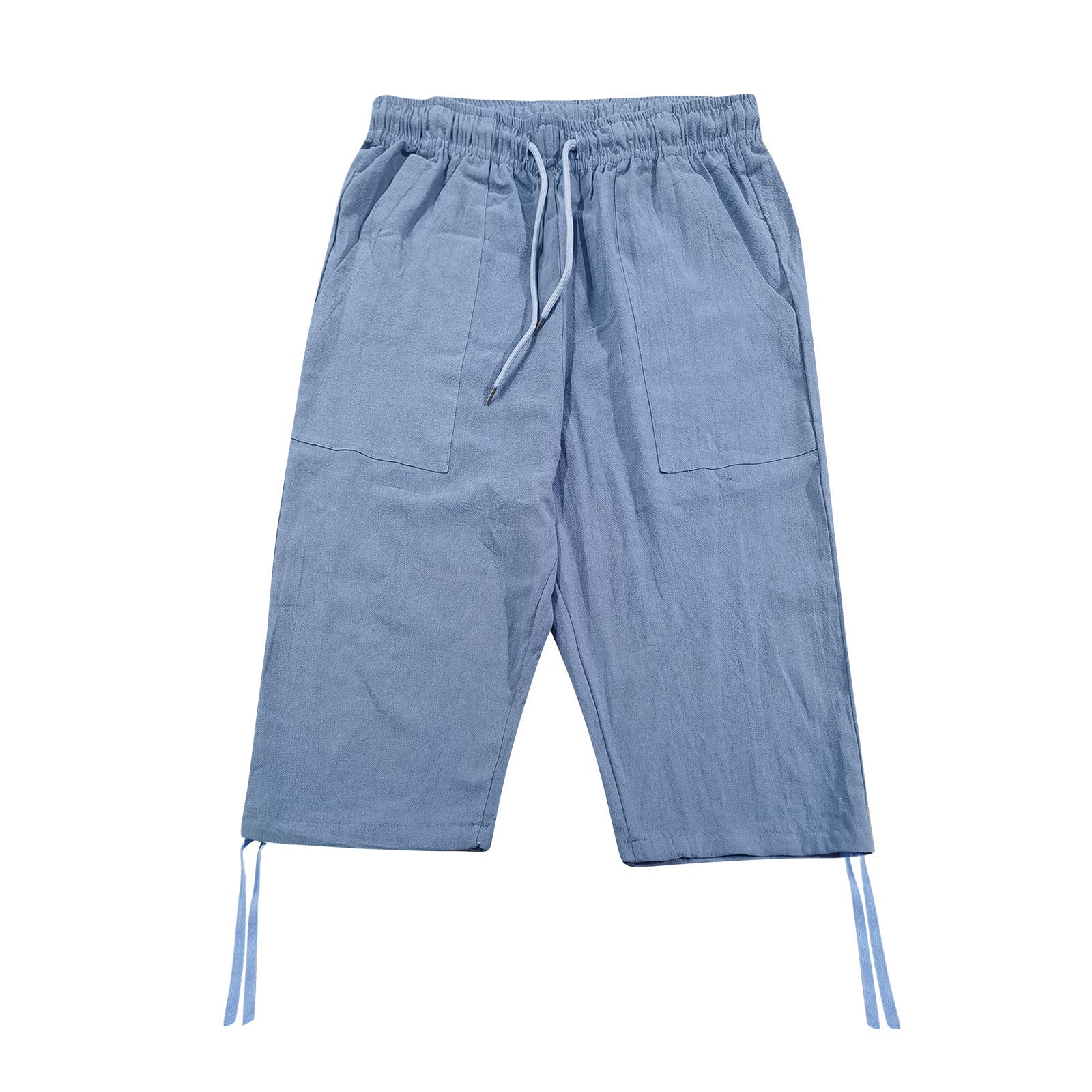 Men's Linen Button Down Track Pants - Summer Cropped Jogging Cotton Trousers for Sports & Casual Wear | Perfect for Gym, Lounge & Outdoor Activities