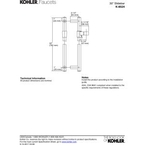KOHLER 30-Inch Adjustable Shower Slide Bar with Handheld Shower Head - Perfect for Bathroom Renovation & Spa-Like Shower Experience