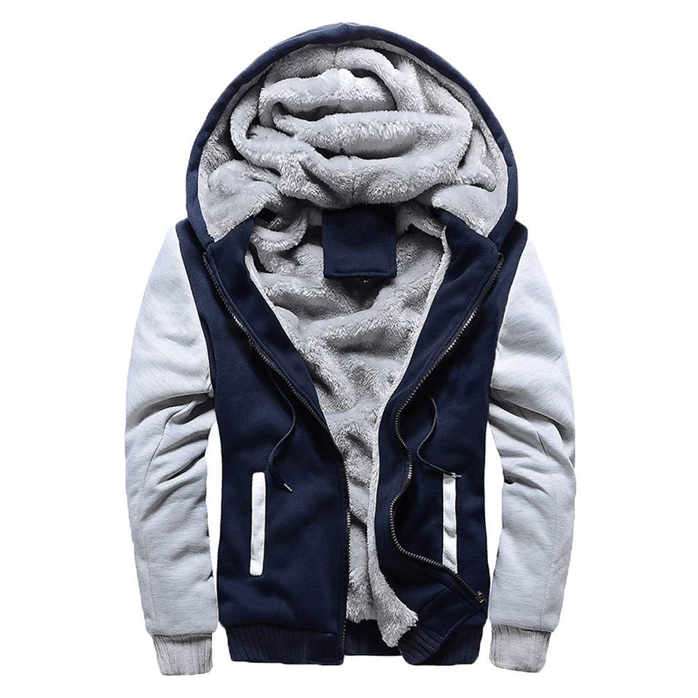 Men's Fleece Zip-Up Hooded Jacket - Winter Warm Long Zipper Coat for Outdoor Activities & Casual Wear