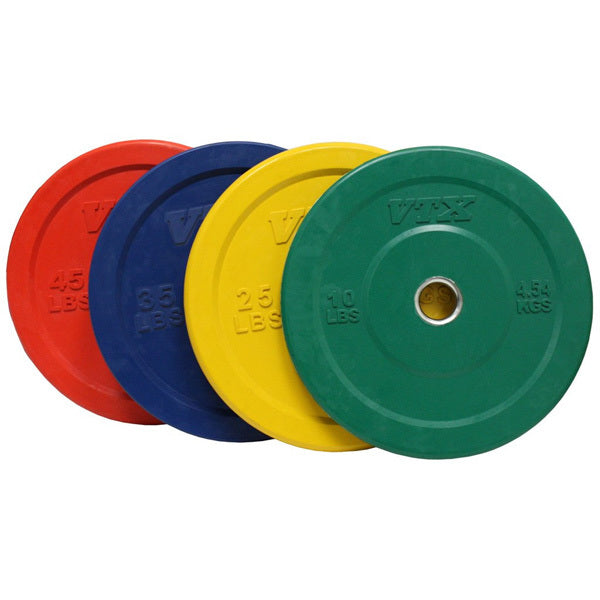VTX 275lb Color Bumper Weight Set with Olympic Bar - Heavy Duty Rubber Coated Plates for CrossFit, Powerlifting & Home Gym Workouts