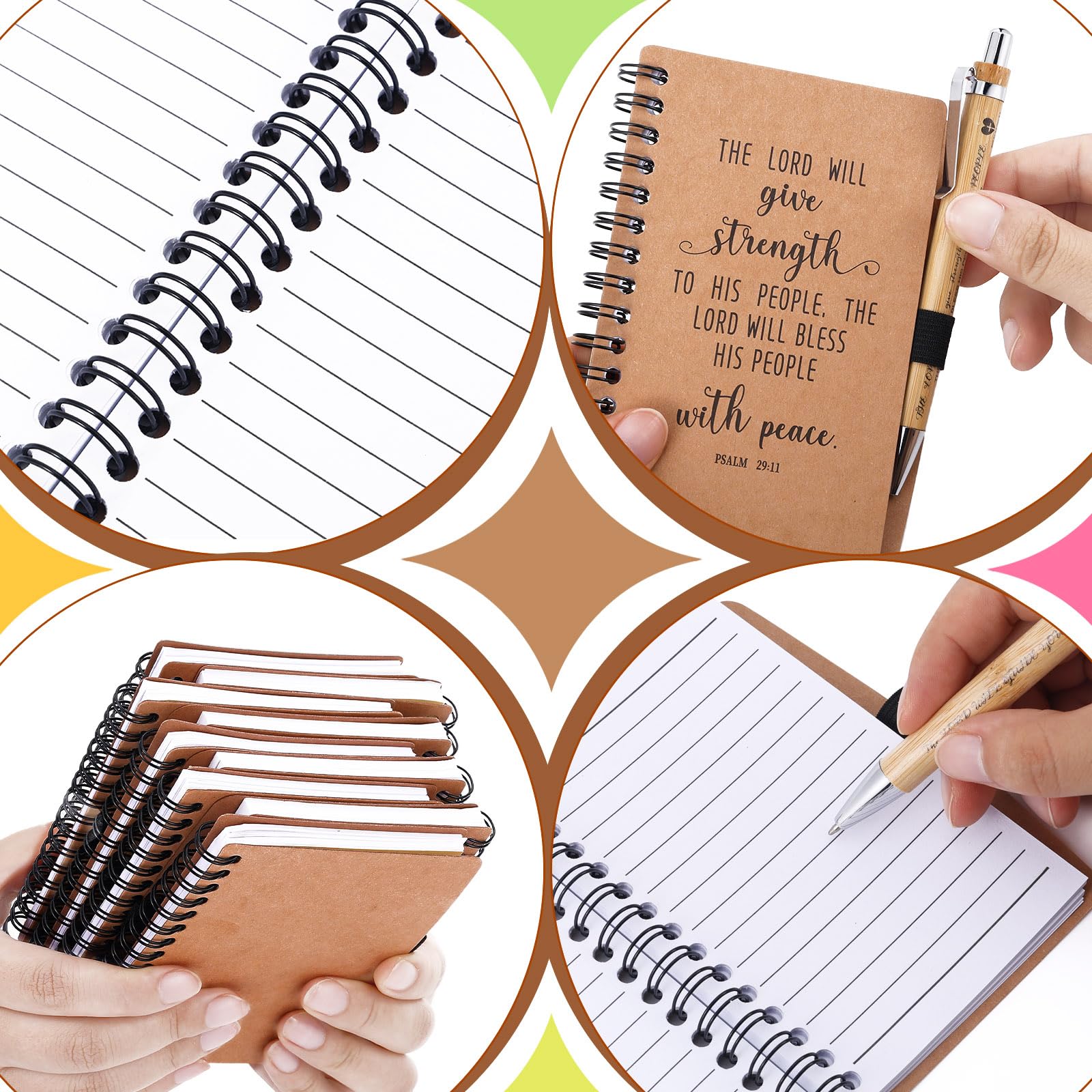 30-Pack Christian Gift Set - Inspirational Spiral Notebook with Bible Verses, Ballpoint Pen & Prayer Journal - Religious Party Favors for Women, Teachers, Church Events & Office Use - Scripture Notepad for Daily Devotion & Bible Study (Brown)
