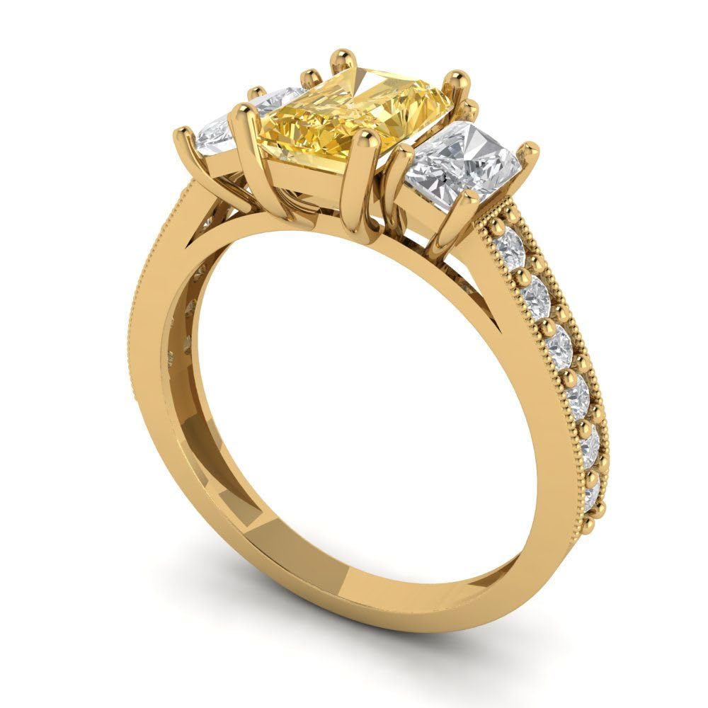 1.82ct Emerald Cut Simulated Diamond Ring - 14k Gold Bridal Jewelry for Anniversary & Engagement