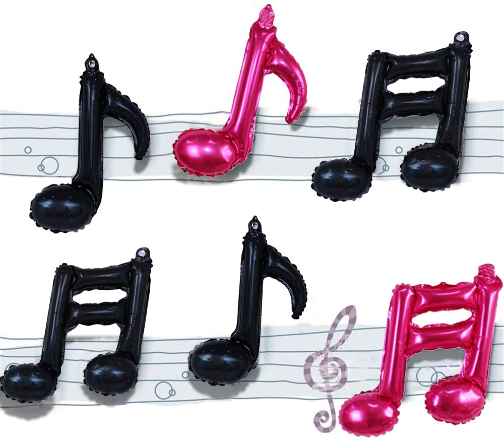 TikTok Party Decorations - Black Rose & Red Music Note Foil Balloons for Birthday, Baby Shower & Music Themed Events | TikTok Birthday Party Supplies for Social Media Celebrations