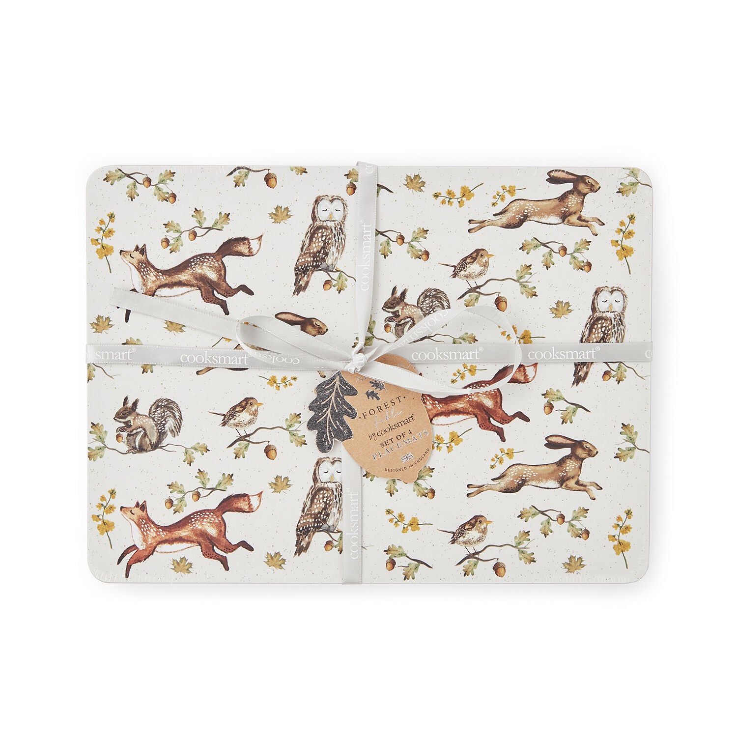 Forest Fable Set of 4 Eco-Friendly Bamboo Placemats - Waterproof & Heat-Resistant for Dining Table Decor, Kitchen, Picnic, and Outdoor Use