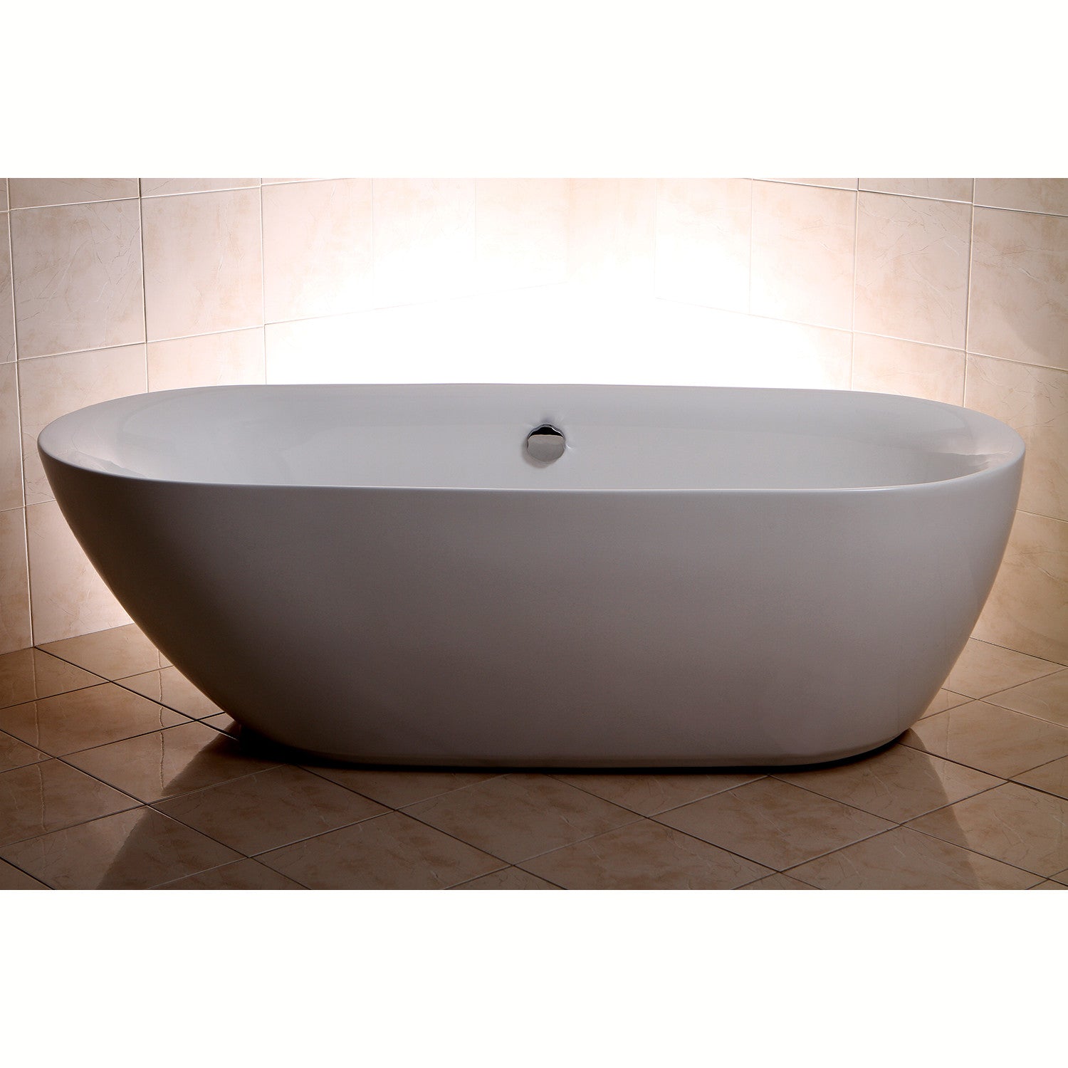 Aqua Eden 71-Inch Acrylic Oval Freestanding Bathtub - Double Ended Soaking Tub with Drain, Glossy White Finish - Perfect for Luxury Bathrooms & Spa Retreats
