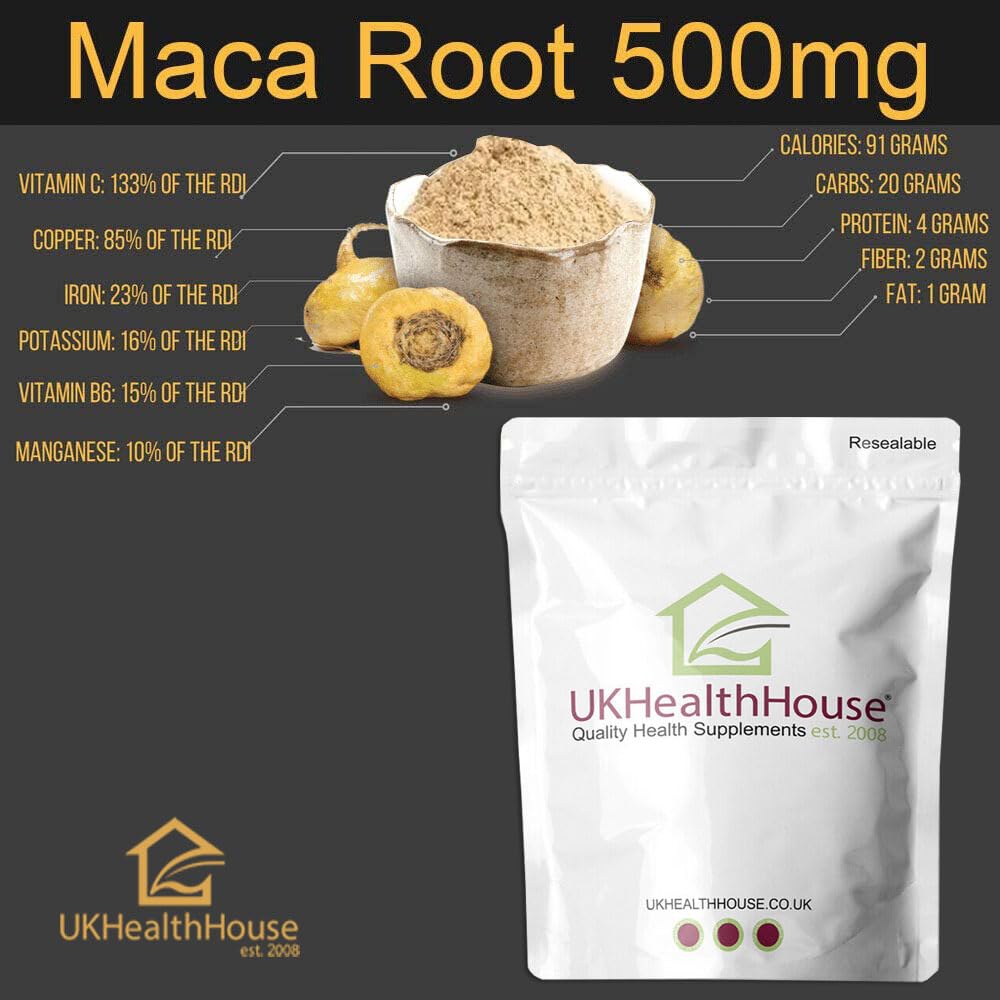Premium Maca Root Extract 500mg - 30 Vegan Tablets for Men & Women - High Strength Peruvian Maca Powder Supplement - Boost Energy, Libido & Endurance - Perfect for Workout, Stress Relief & Hormonal Balance