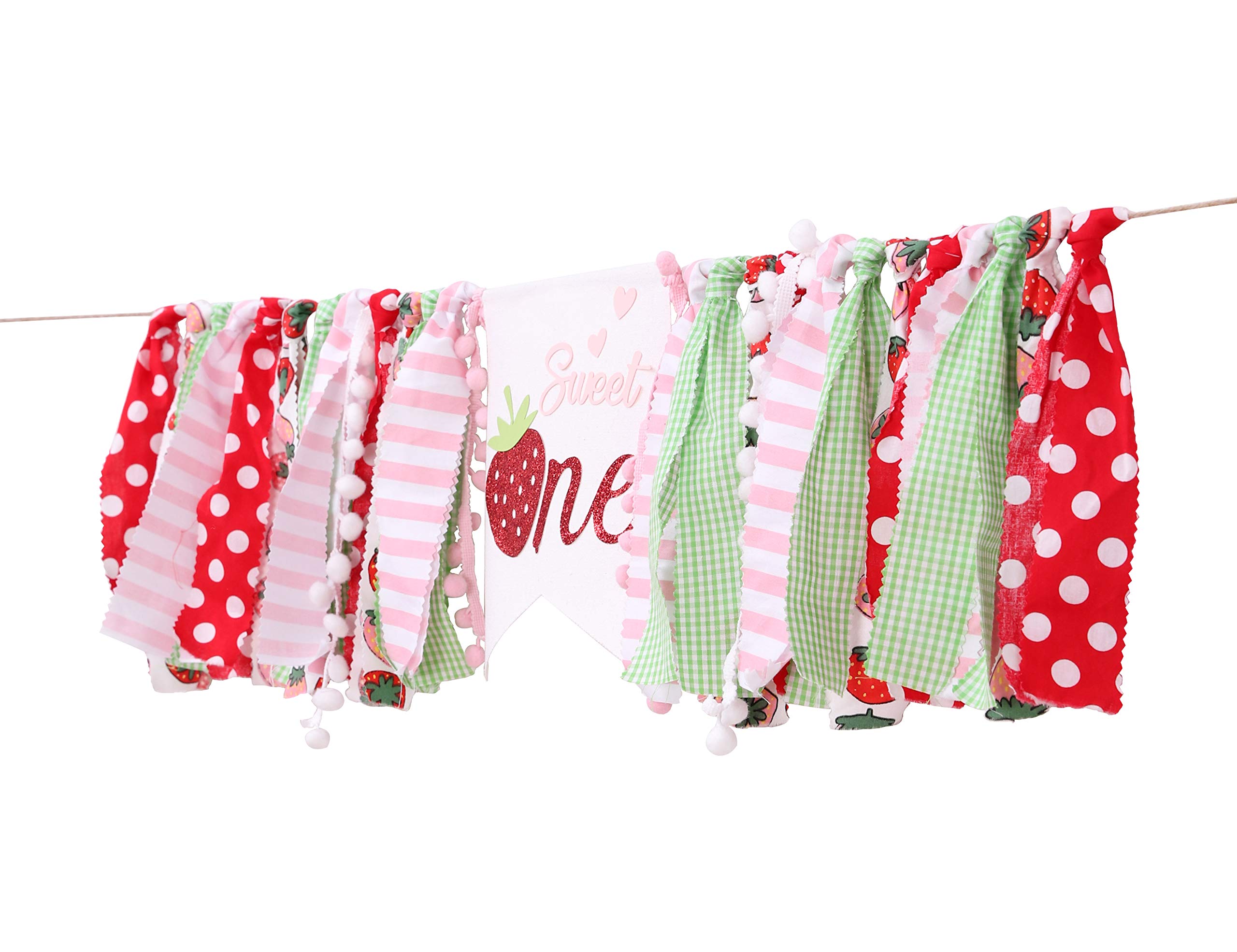 Strawberry First Birthday Highchair Banner - Photo Booth Backdrop & Cake Smash Decor | Premium Strawberry Themed Party Supplies for Baby's 1st Birthday Celebration | Perfect for Birthday Photos, Nursery Decor, and Milestone Parties