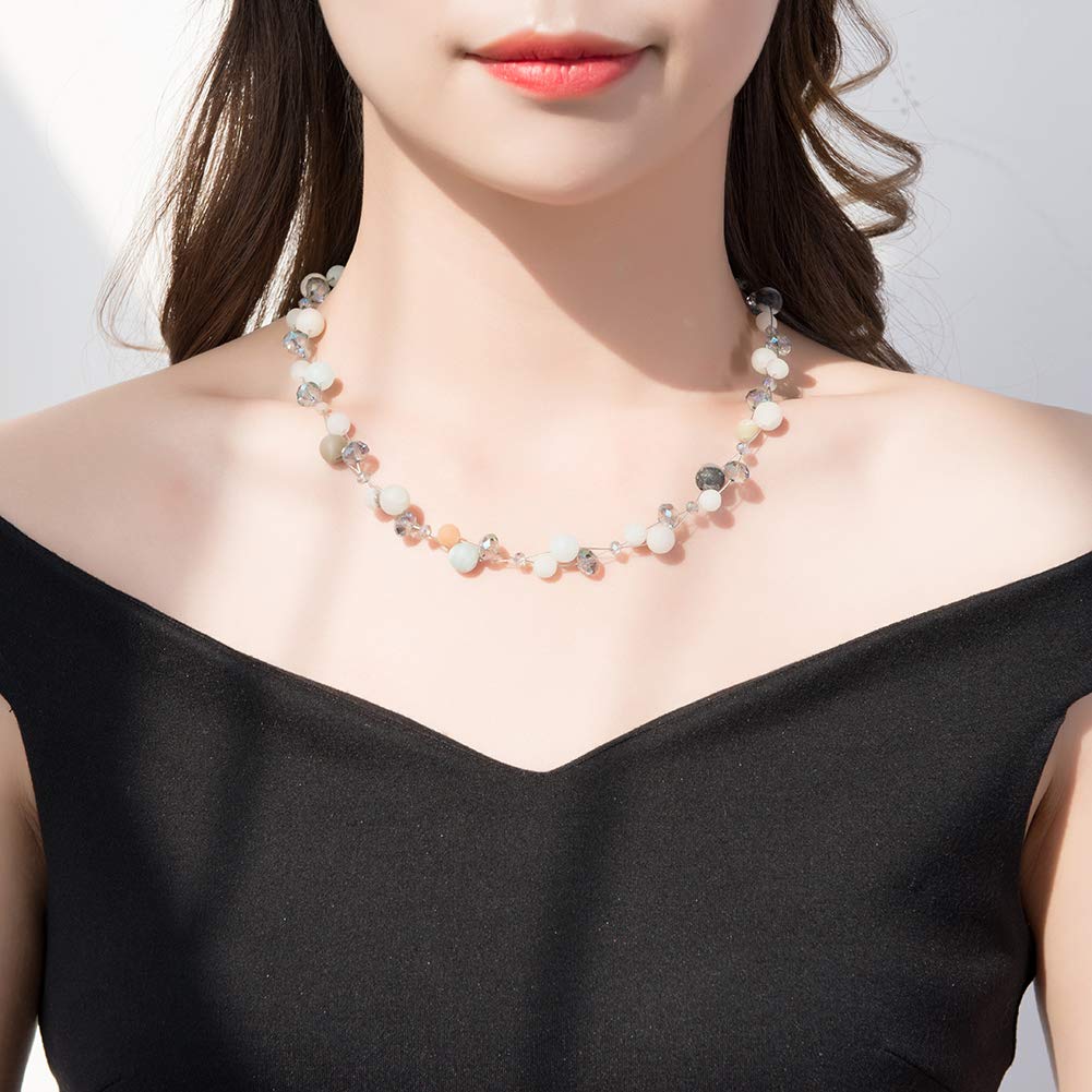 Turquoise Beaded Necklace for Women - Elegant Pearl & Crystal Bead Fashion Jewelry, Perfect Birthday Gift for Her | Boho Chic Accessory for Parties, Weddings & Everyday Wear